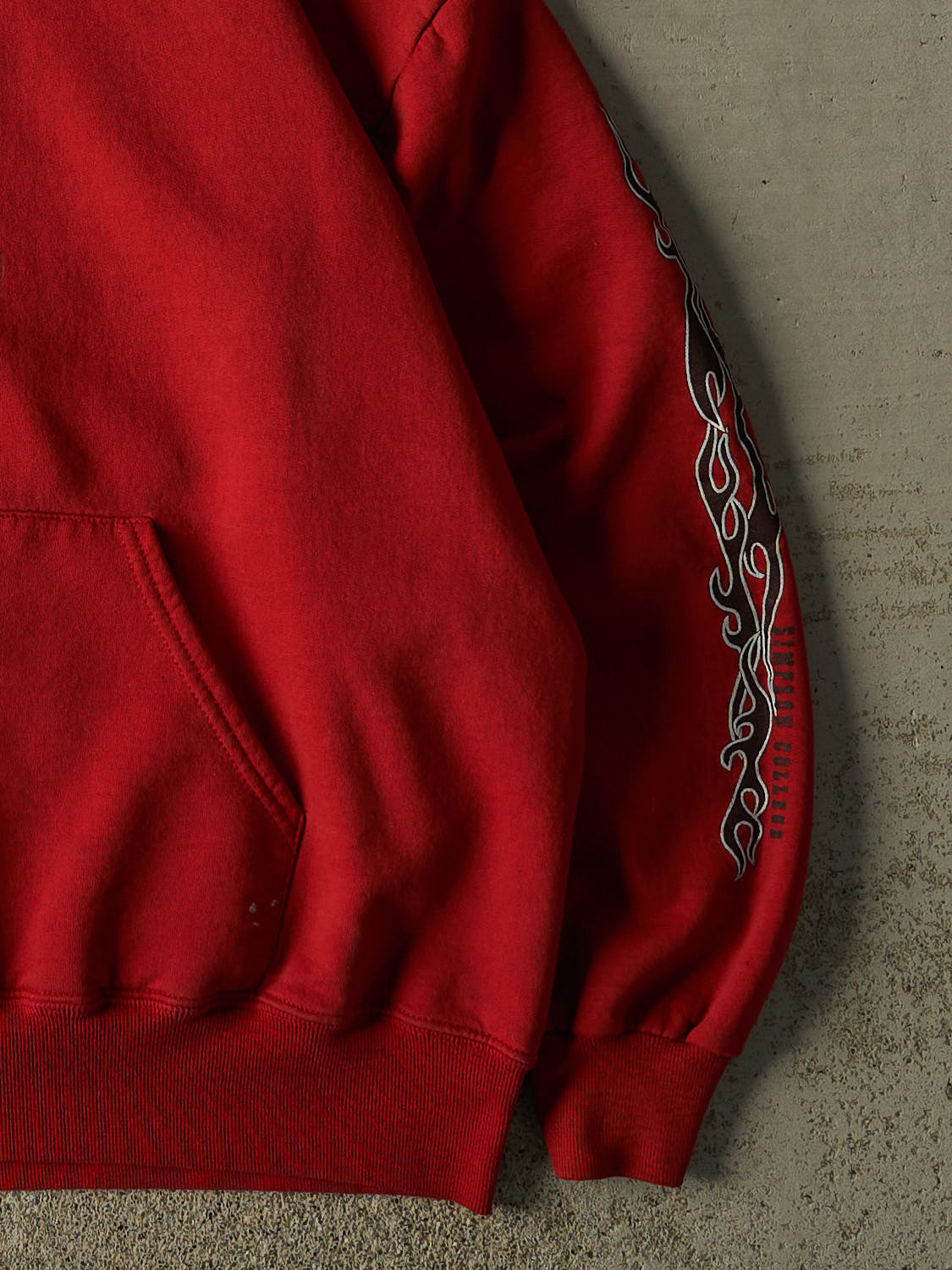 Vintage 90s Red Simpson College Hoodie (L) - Image 3