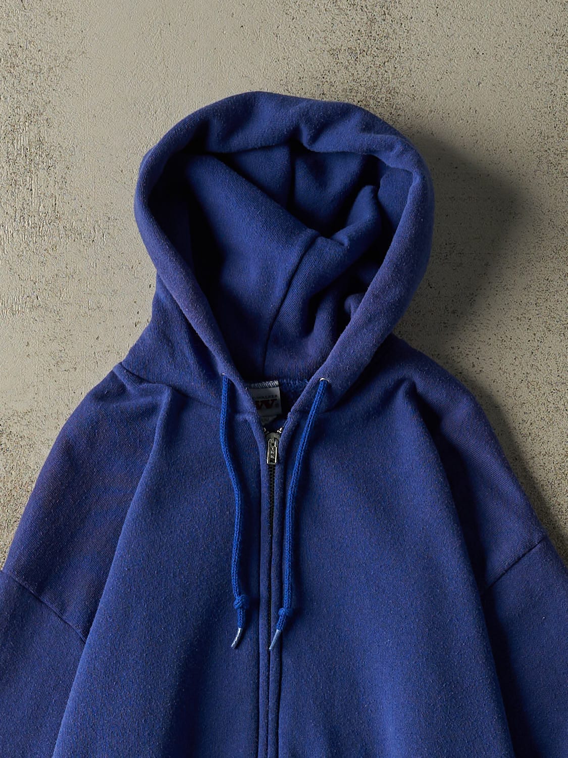 Vintage 90s Royal Blue Blank Zip Up Hoodie (S) - Image 2