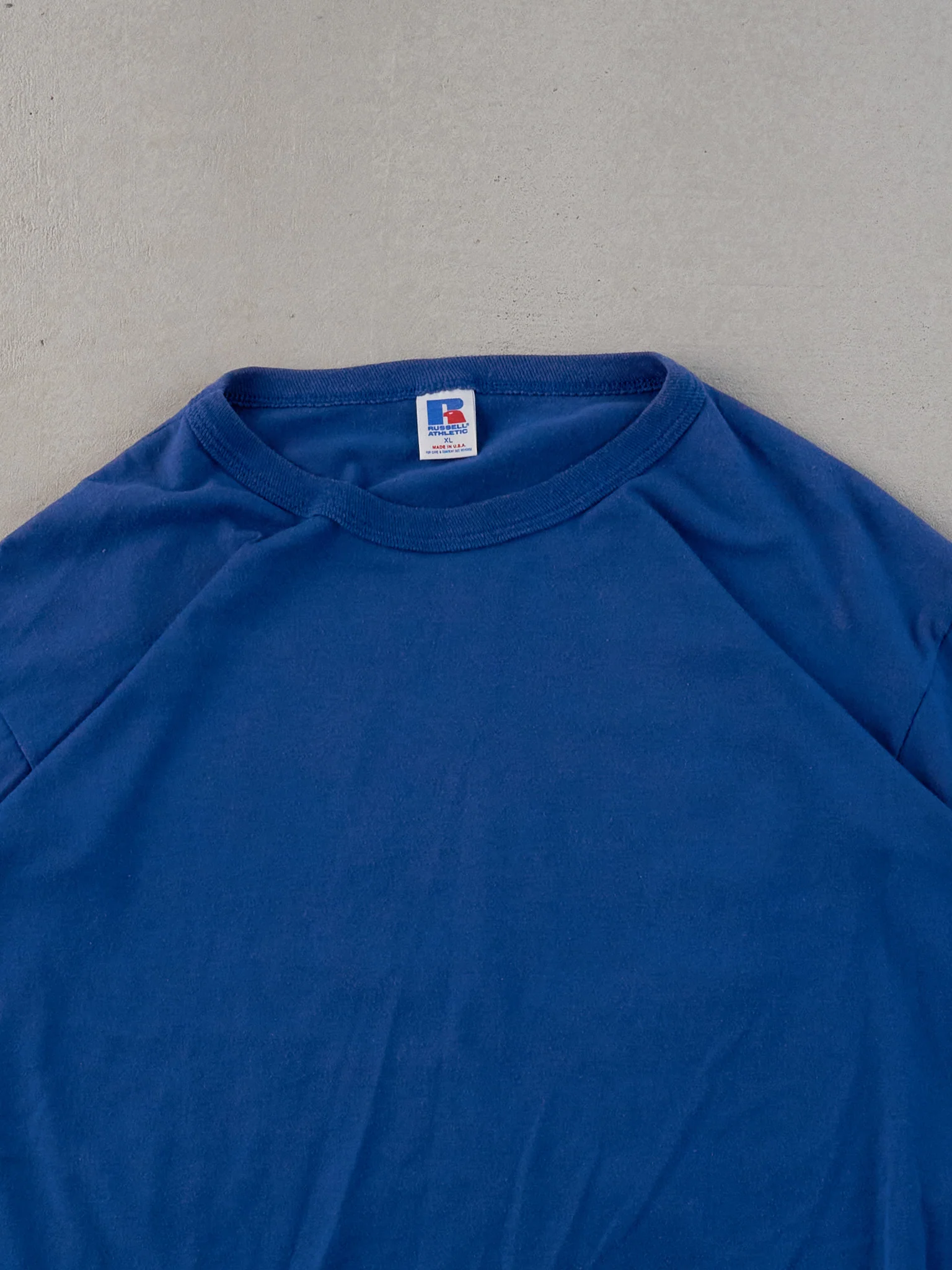 Vintage 90s Royal Blue Russell Athletics Blank Tee (L) - Image 2