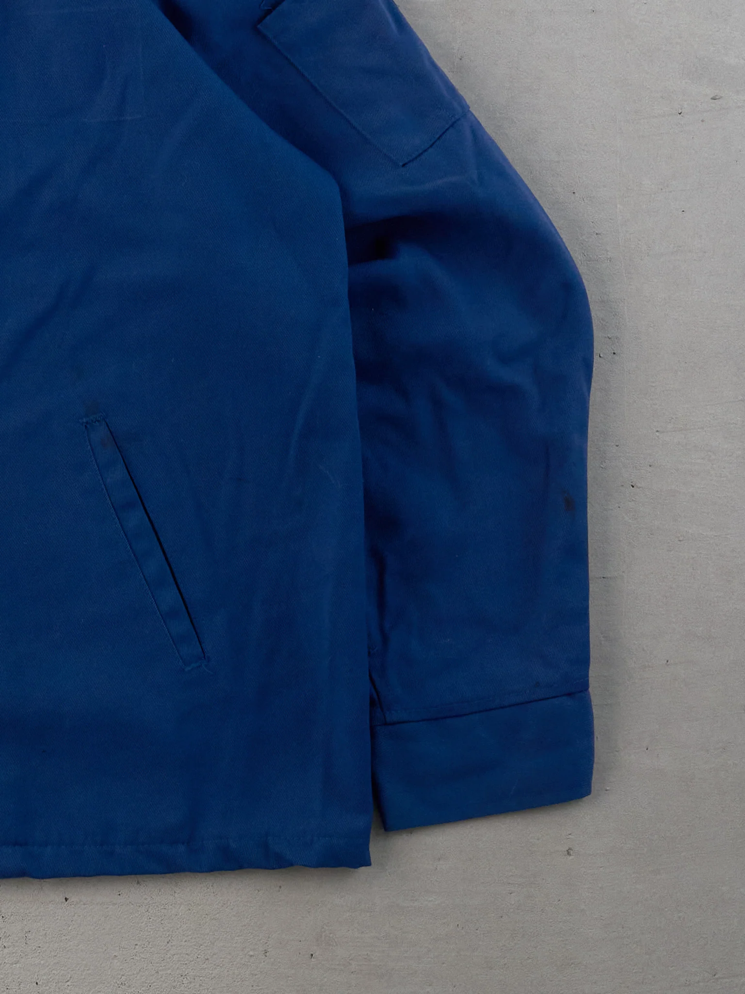 Vintage 90s Royal Blue Workwear Collared Zip Up (L) - Image 3