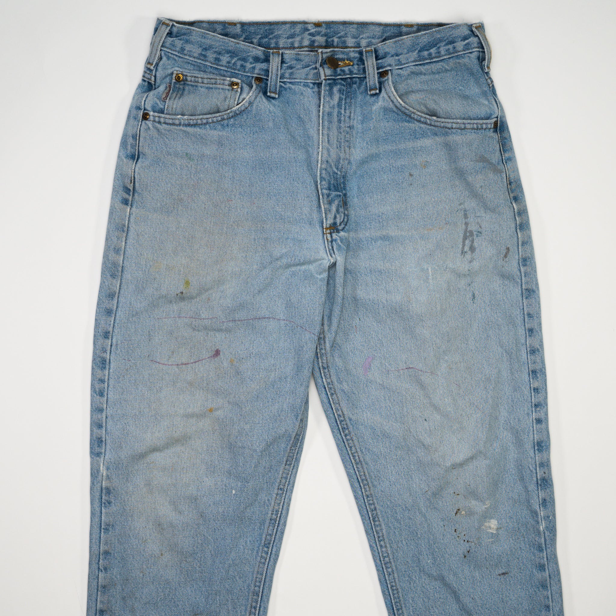 Vintage 90s Rugged Light Blue Carhartt Jeans (33 x 30) - Image 4