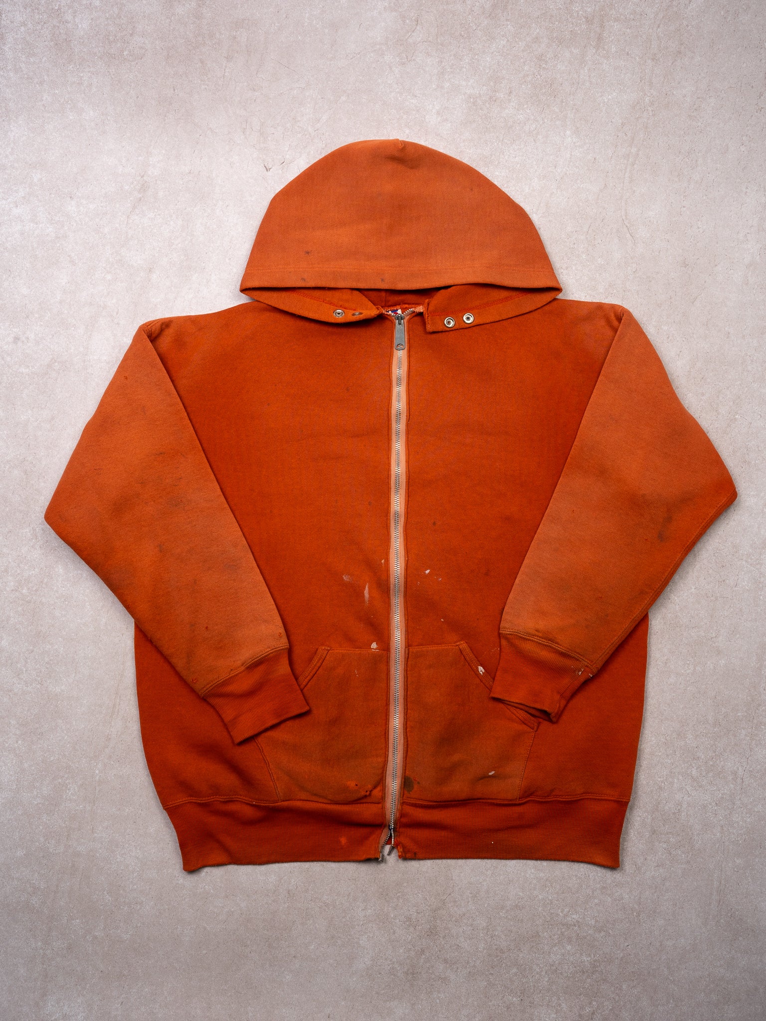 Vintage 90s Rugged Orange Asplundh Russell Athletics Zip Up Hoodie (XL)