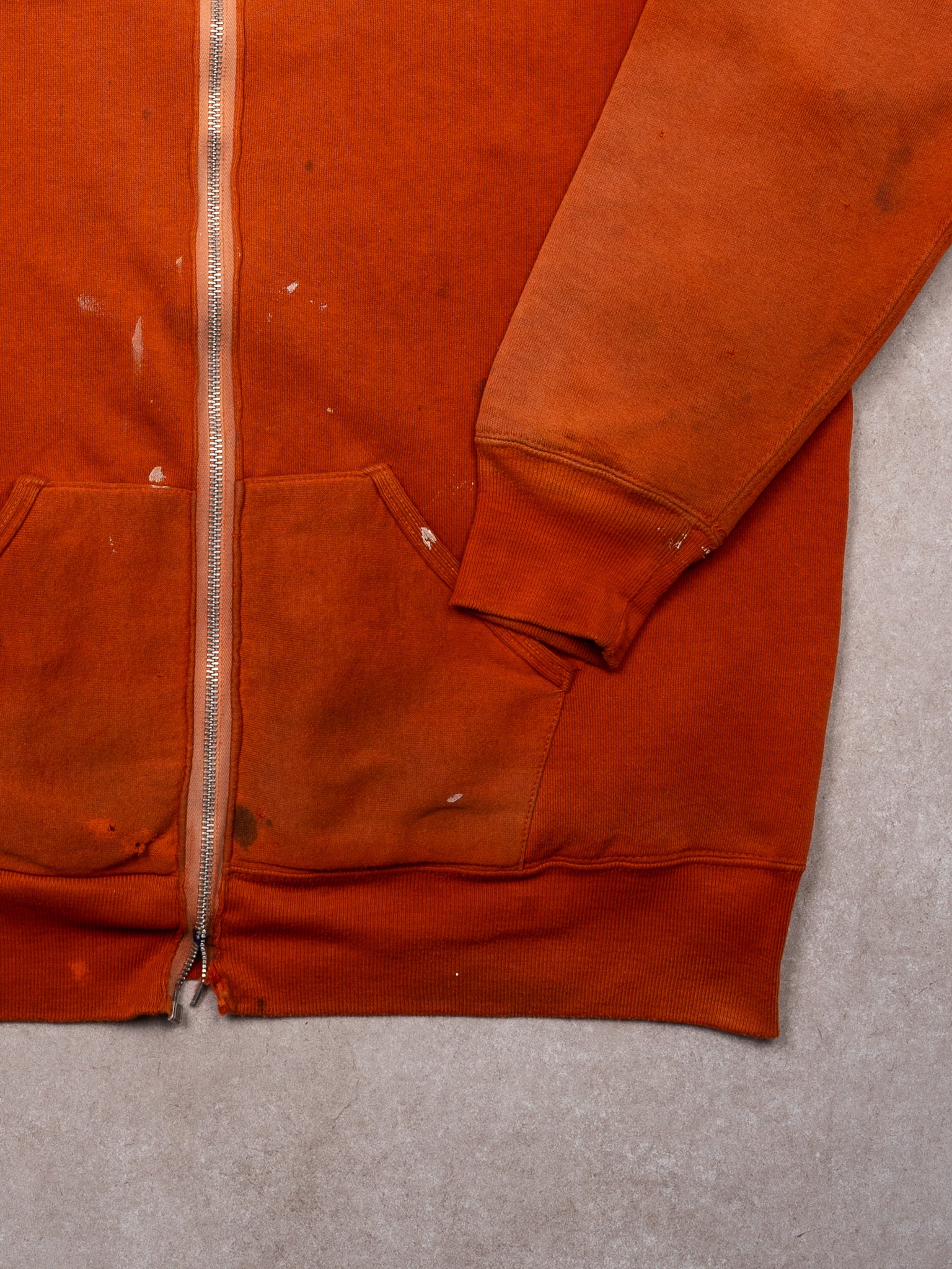 Vintage 90s Rugged Orange Asplundh Russell Athletics Zip Up Hoodie (XL) - Image 3