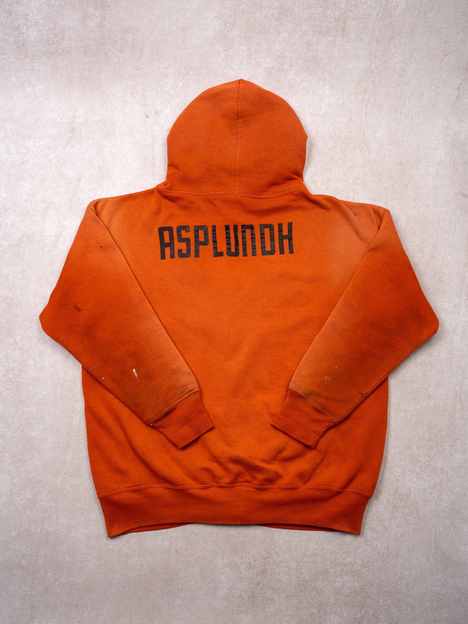Vintage 90s Rugged Orange Asplundh Russell Athletics Zip Up Hoodie (XL) - Image 4