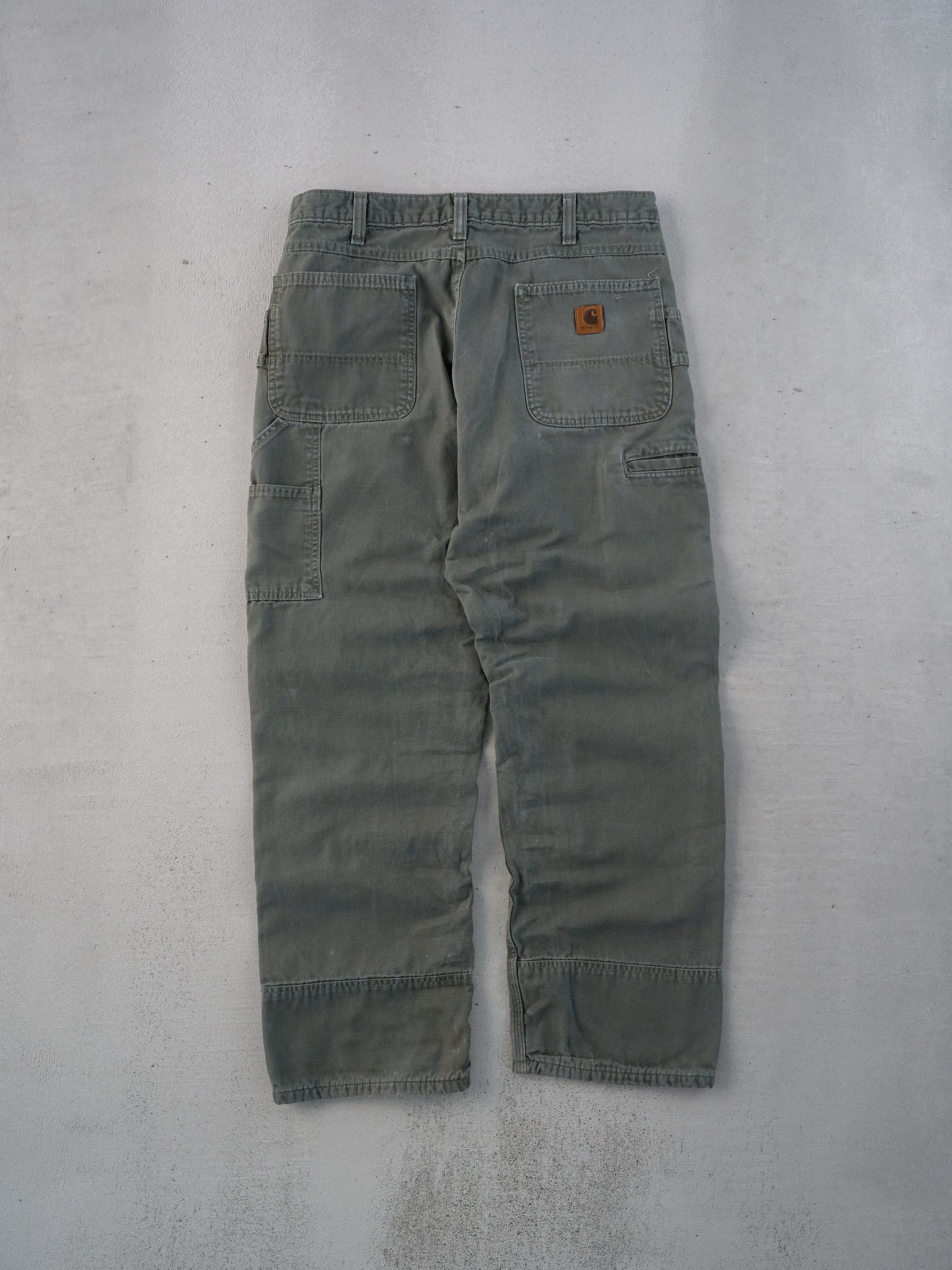 Vintage 90s Sage Green Carhartt Double Knee Carpenter Pants (33x29) - Image 2