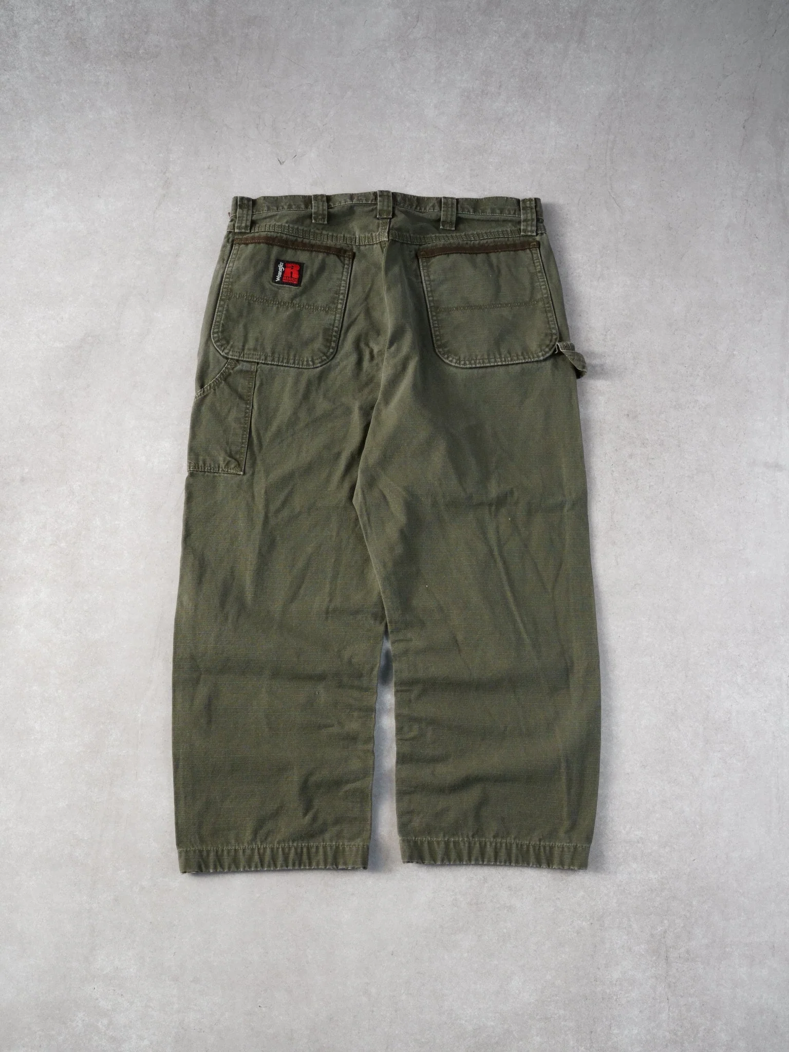 Vintage 90s Sage Green Wrangler Workwear Carpenter Pants (34x27) - Image 2