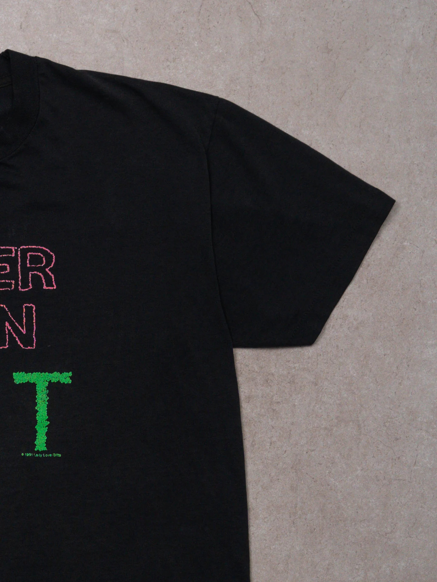 Vintage 90s Single Stitch Washed Black Older Than Dirt Tee (L) - Image 3