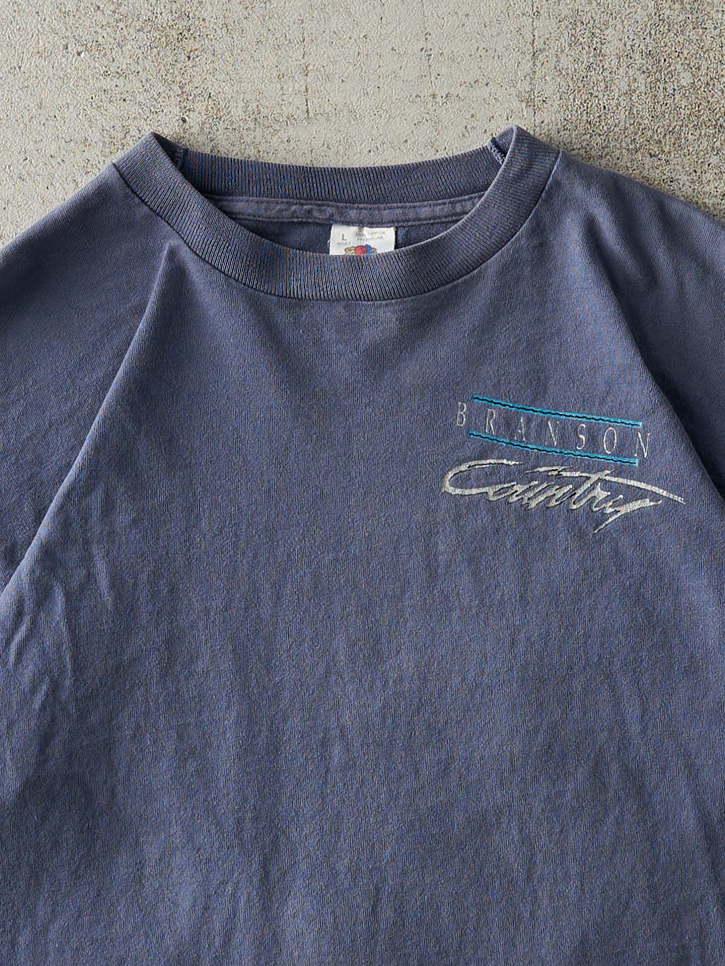 Vintage 90s Slate Blue Branson Country Music Single Stitch Tee (M) - Image 3