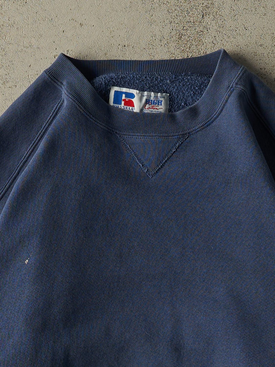 Vintage 90s Slate Blue Russell Athletic Blank Crewneck (L/XL) - Image 2