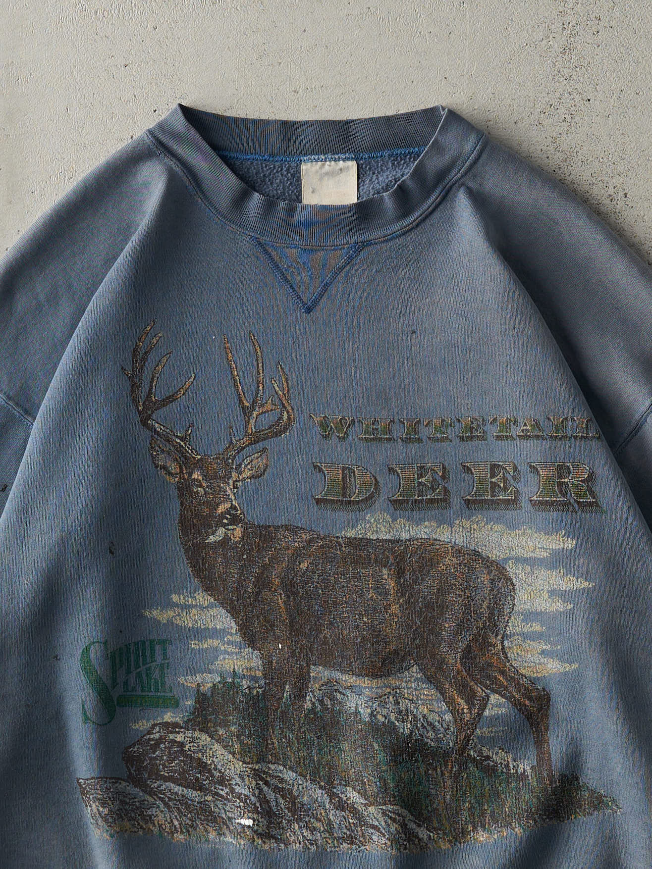 Vintage 90s Slate Blue Whitetail Deer Crewneck (L) - Image 2