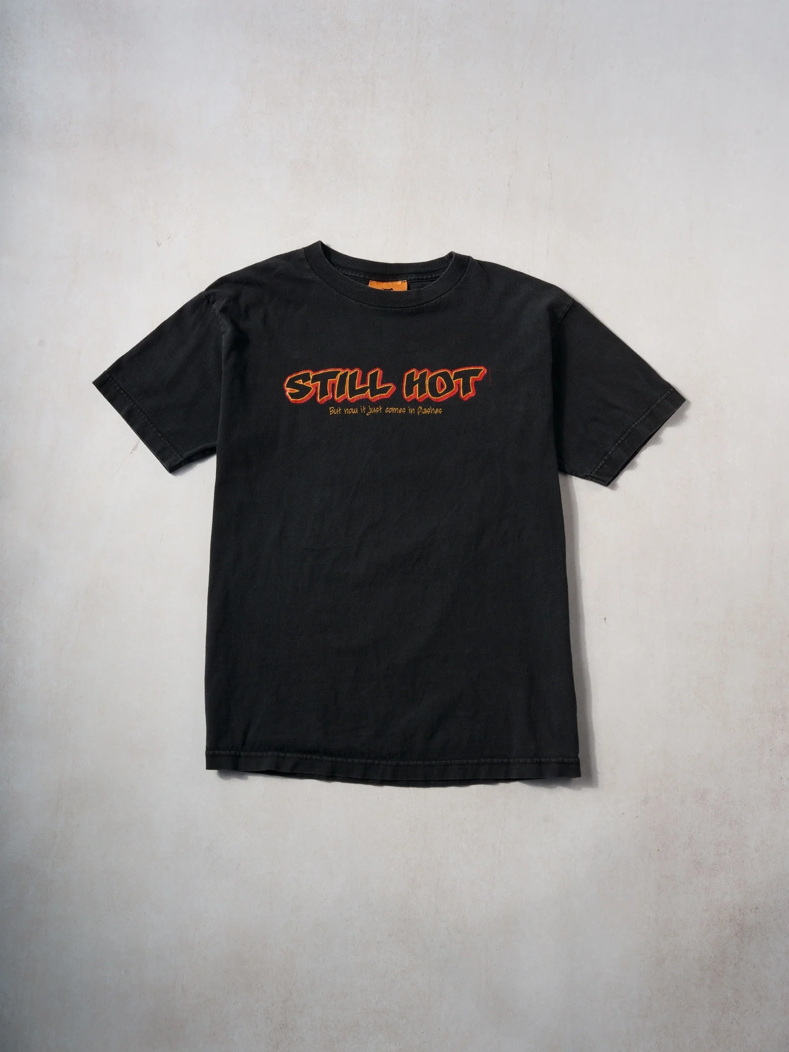 Vintage 90s Black "Still Hot But Now It Just Comes In Flashes" Tee (S/M)
