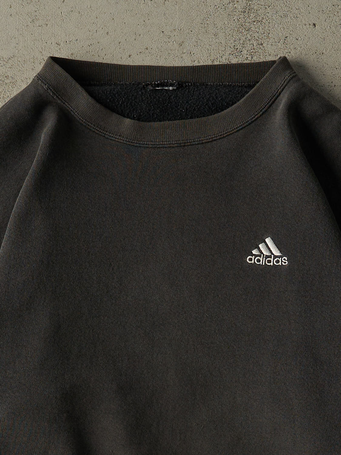 Vintage 90s Sun Faded Black Adidas Embroidered Crewneck (M/L) - Image 2