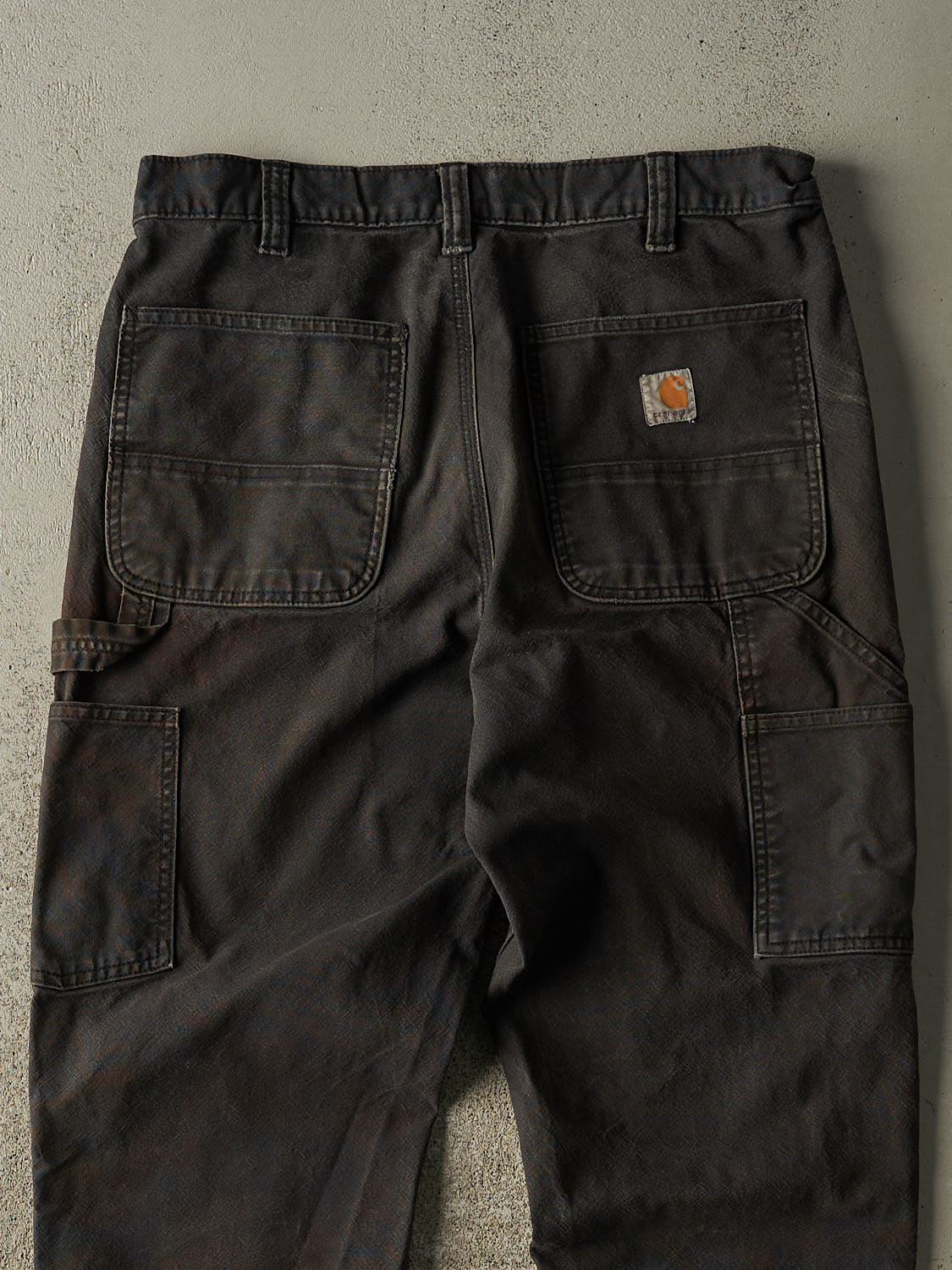 Vintage 90s Sun Faded Black Carhartt Double Knee Carpenter Pants (34x33) - Image 5