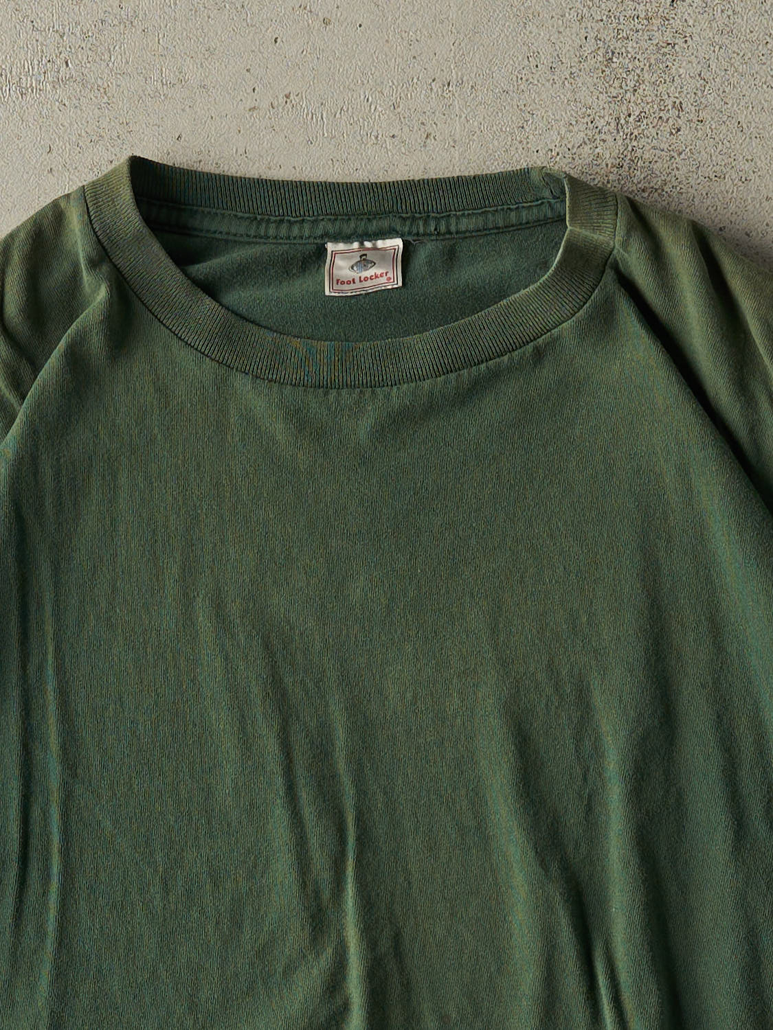 Vintage 90s Sun Faded Green Blank Tee (M/L) - Image 2