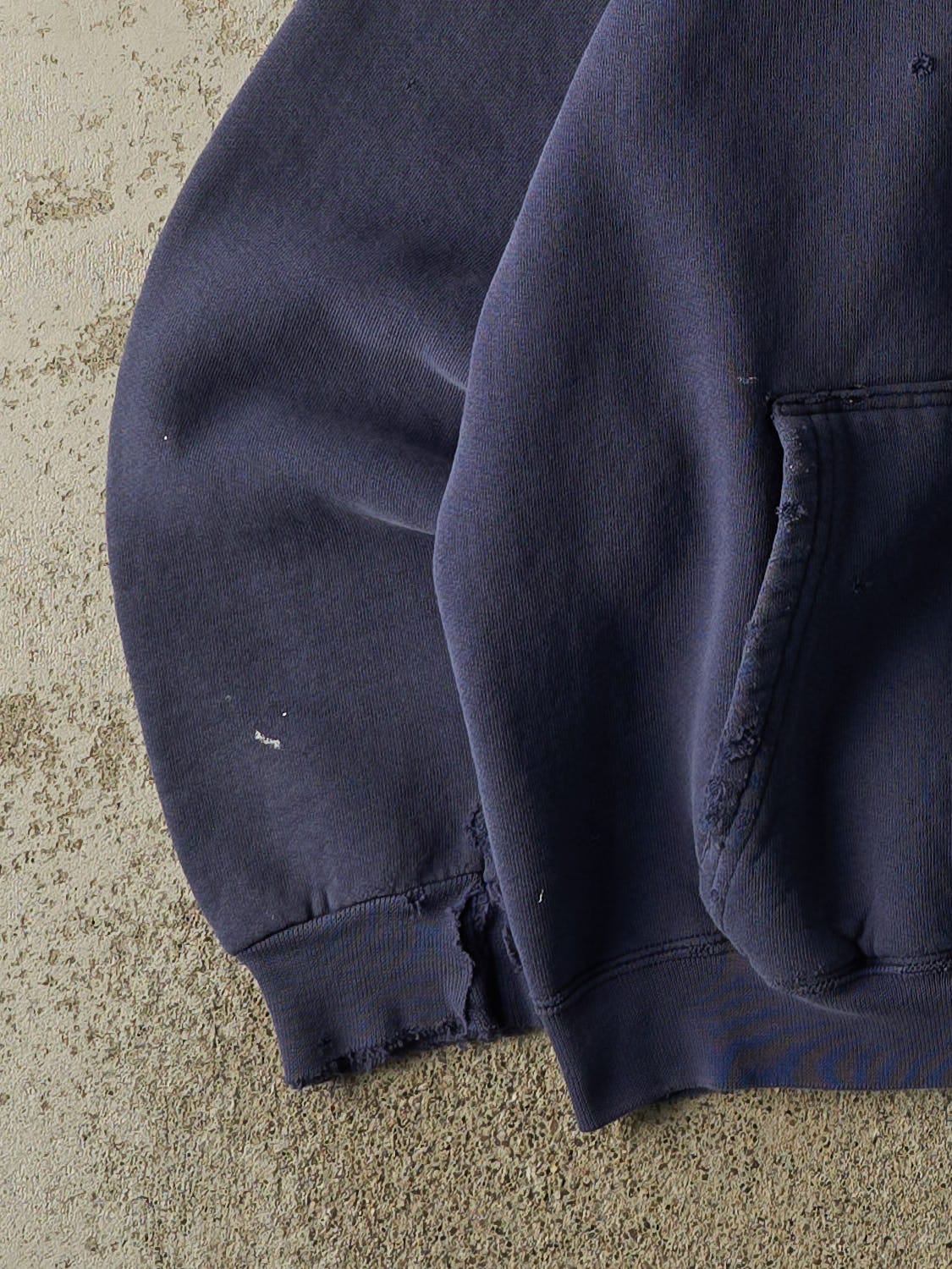 Vintage 90s Sun Faded Navy Adidas Embroidered Hoodie (XL) - Image 3