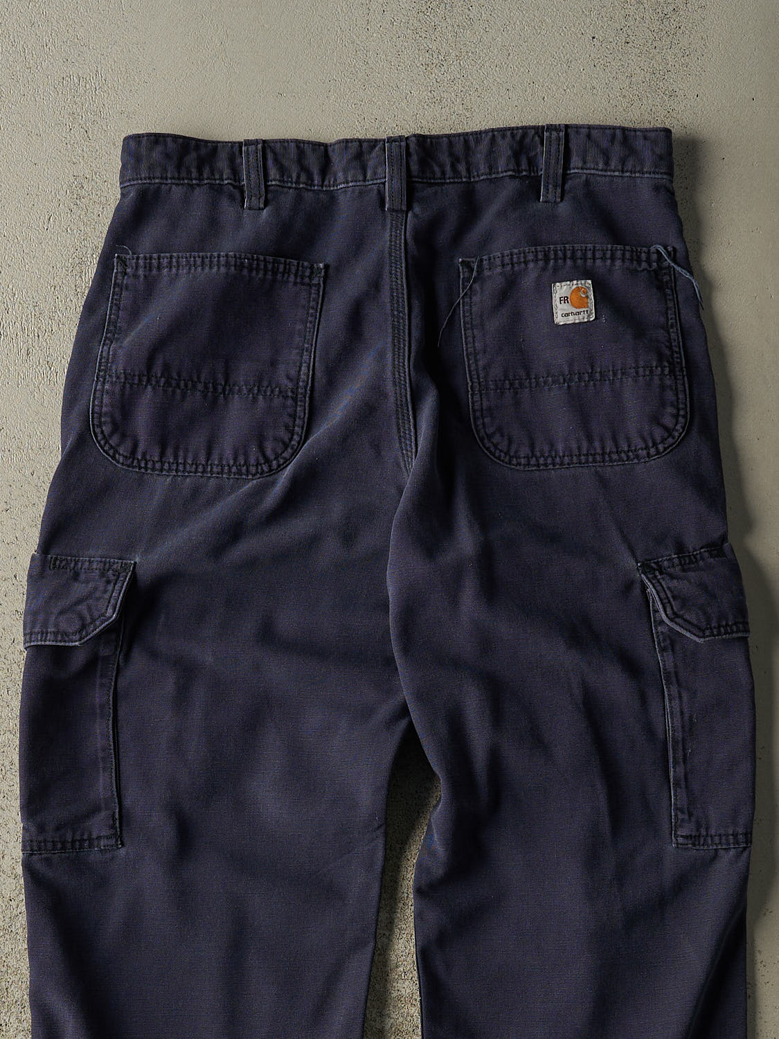 Vintage Y2K Sun Faded Navy Carhartt Fire Resistant Cargo Pants (32x30) - Image 4