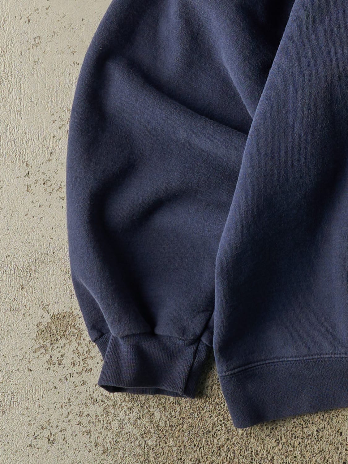 Vintage 90s Sun Faded Navy Oakwood Rugby Hoodie (XL/XXL) - Image 3