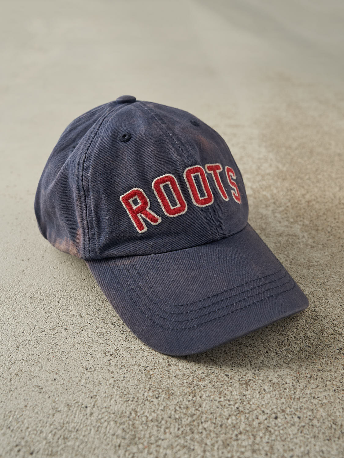 Vintage 90s Sun Faded Navy Roots Embroidered Strapback (O/S) - Image 3