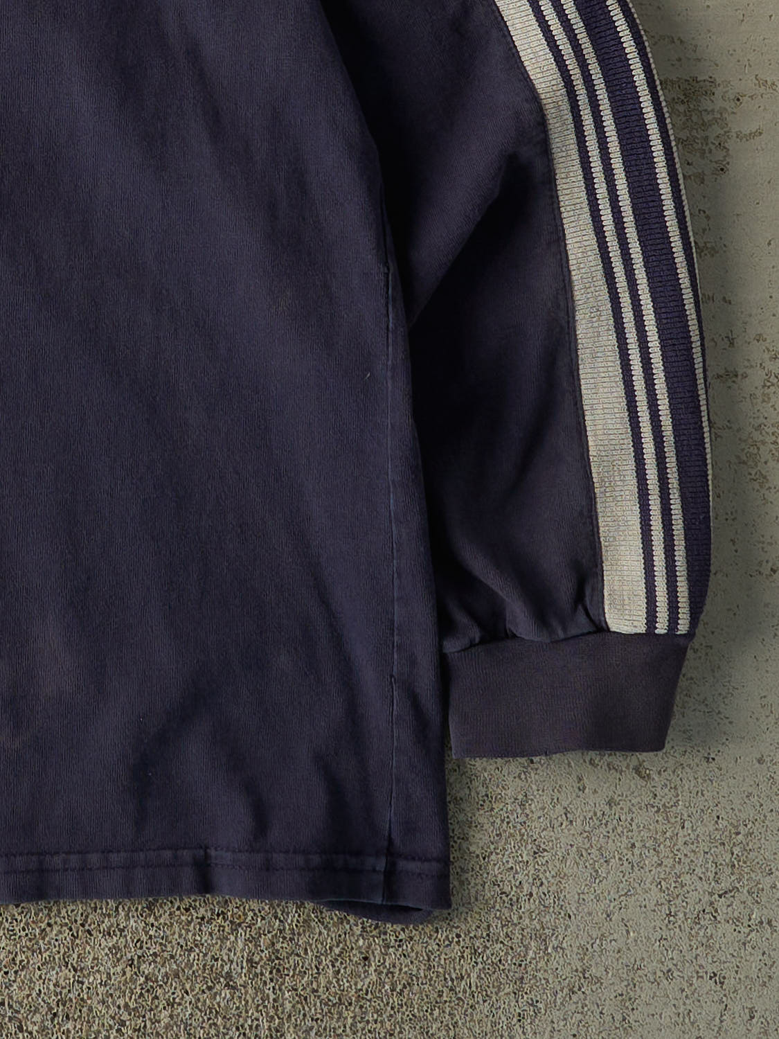 Vintage 90s Sun Faded Navy Striped Long Sleeve (XL) - Image 3