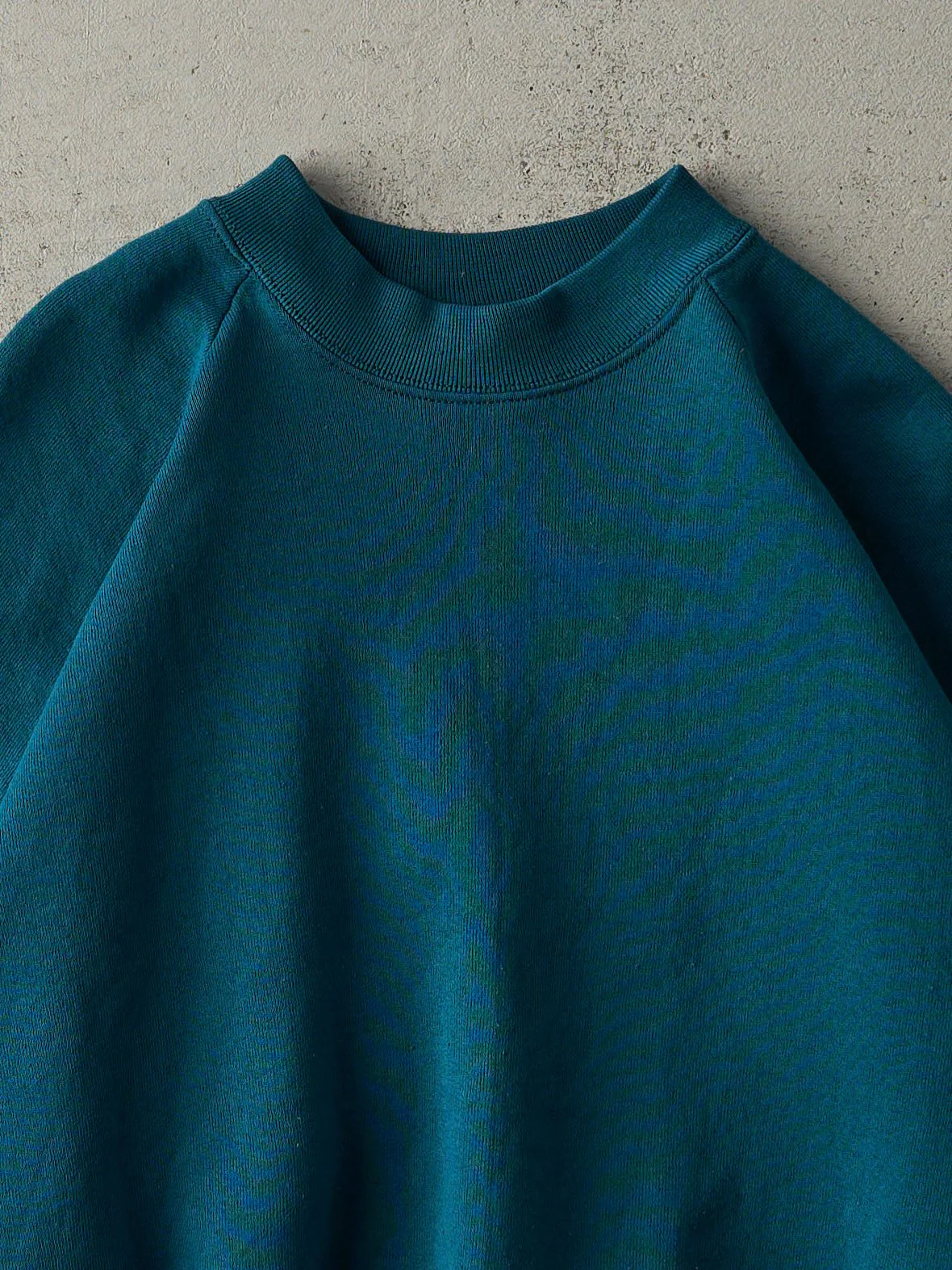 Vintage 90s Teal Blank Boxy Crewneck (M) - Image 2