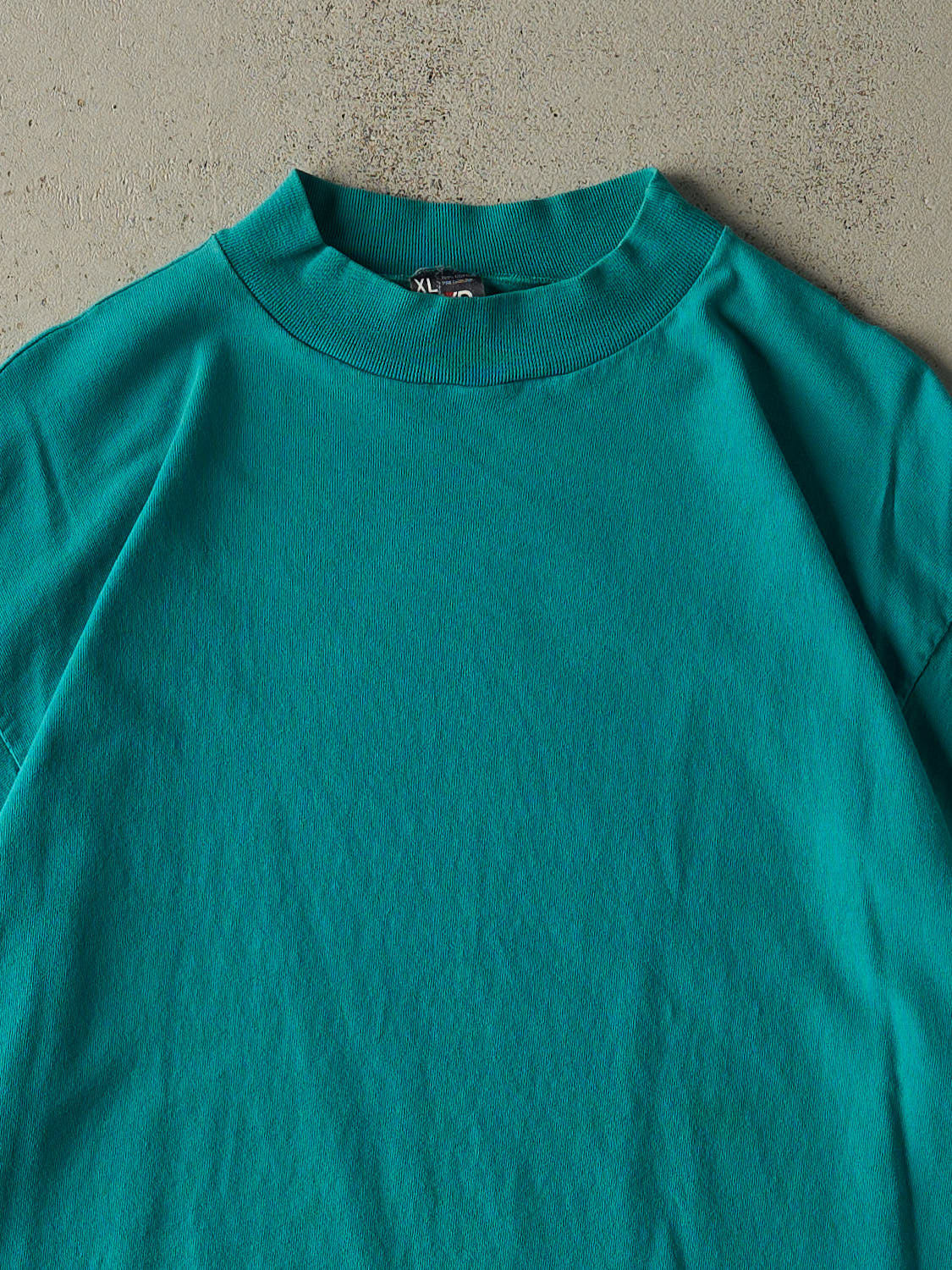 Vintage 90s Teal Blank Single Stitch Tee (XL) - Image 2