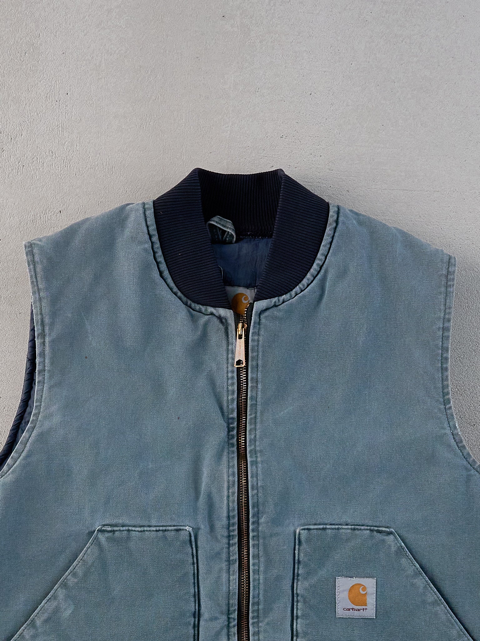 Vintage 90s Rare Light Blue Carhartt Workwear Vest (M) - Image 3