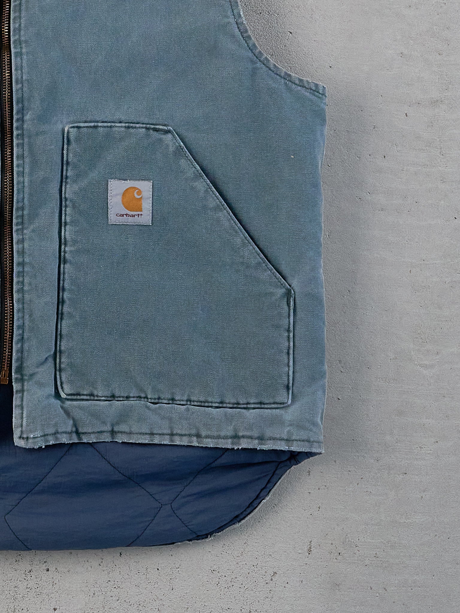 Vintage 90s Rare Light Blue Carhartt Workwear Vest (M) - Image 5
