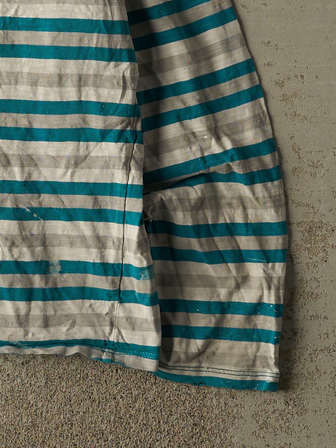 Vintage 90s Teal & Grey Guess Striped Long Sleeve (L) - Image 4