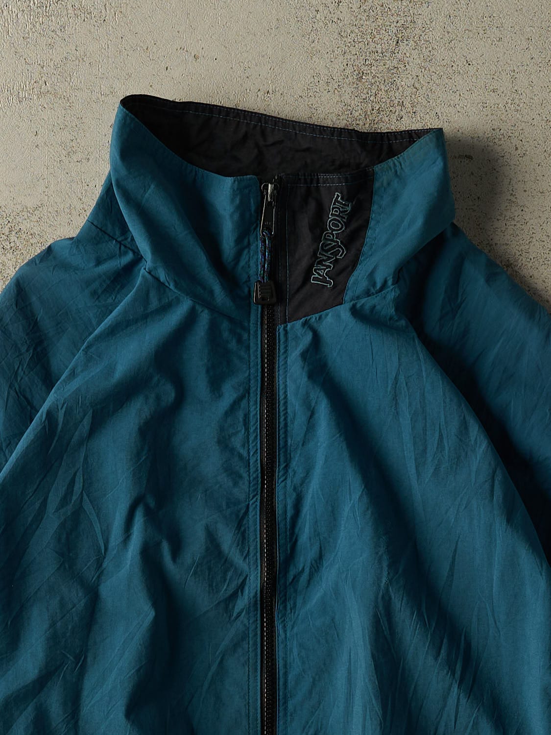Vintage 90s Teal Jansport Zip Up Windbreaker Jacket (XL/XXL) - Image 2