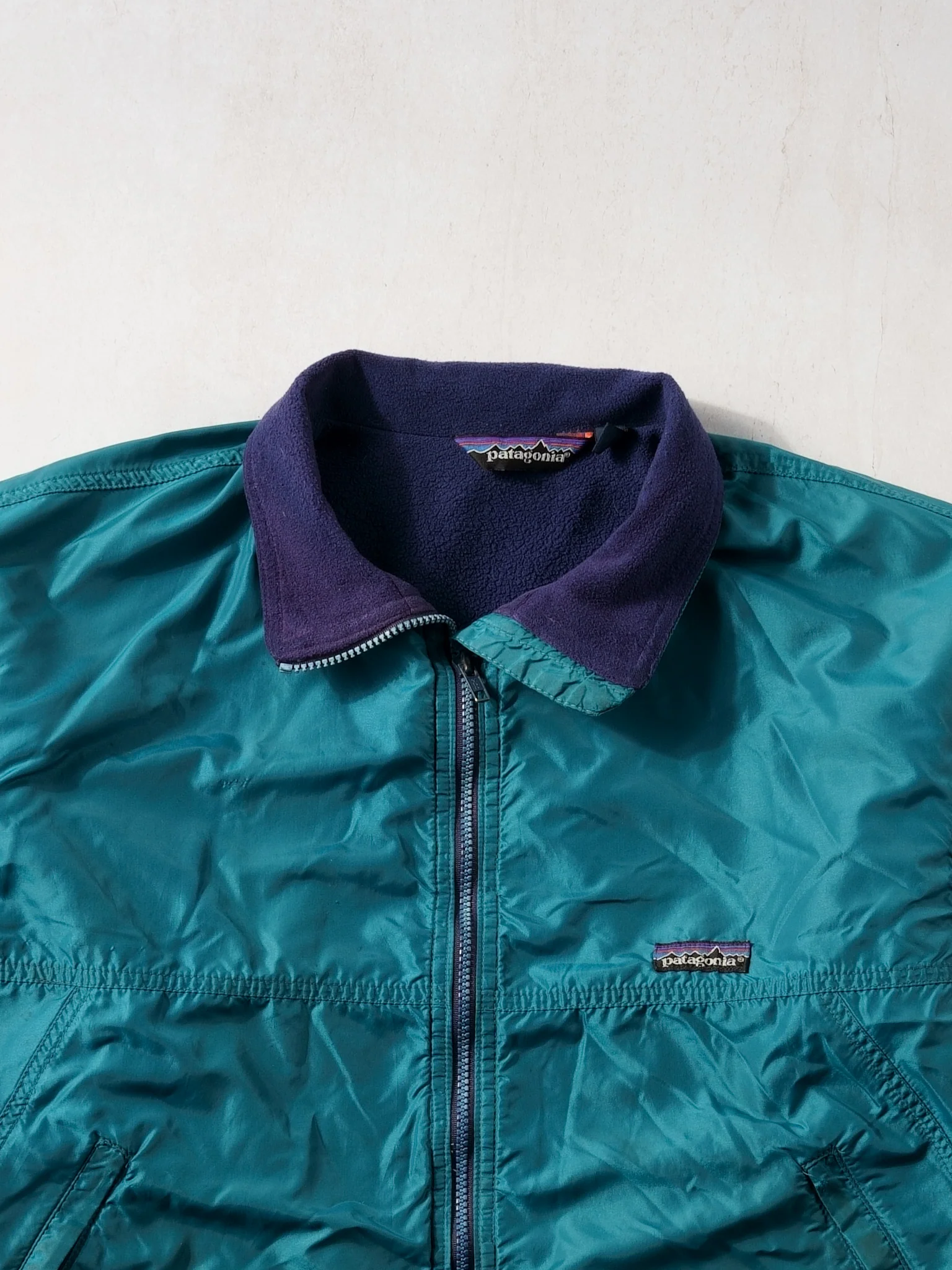 Vintage 90s Teal Patagonia Collared Windbreaker Jacket (L) - Image 2