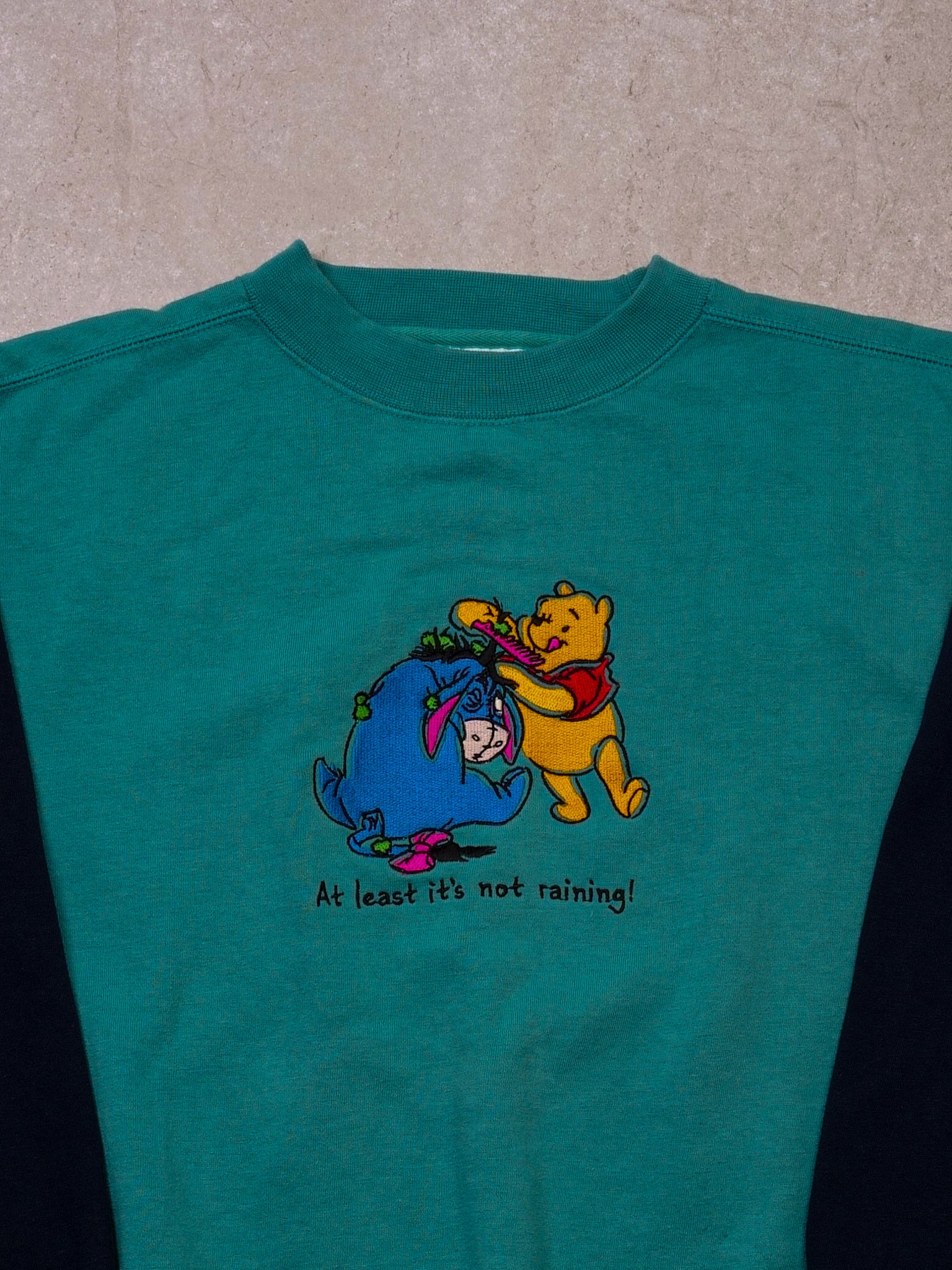 Vintage 90s Turquoise and Navy Winnie and Eeyore Crewneck (M) - Image 3