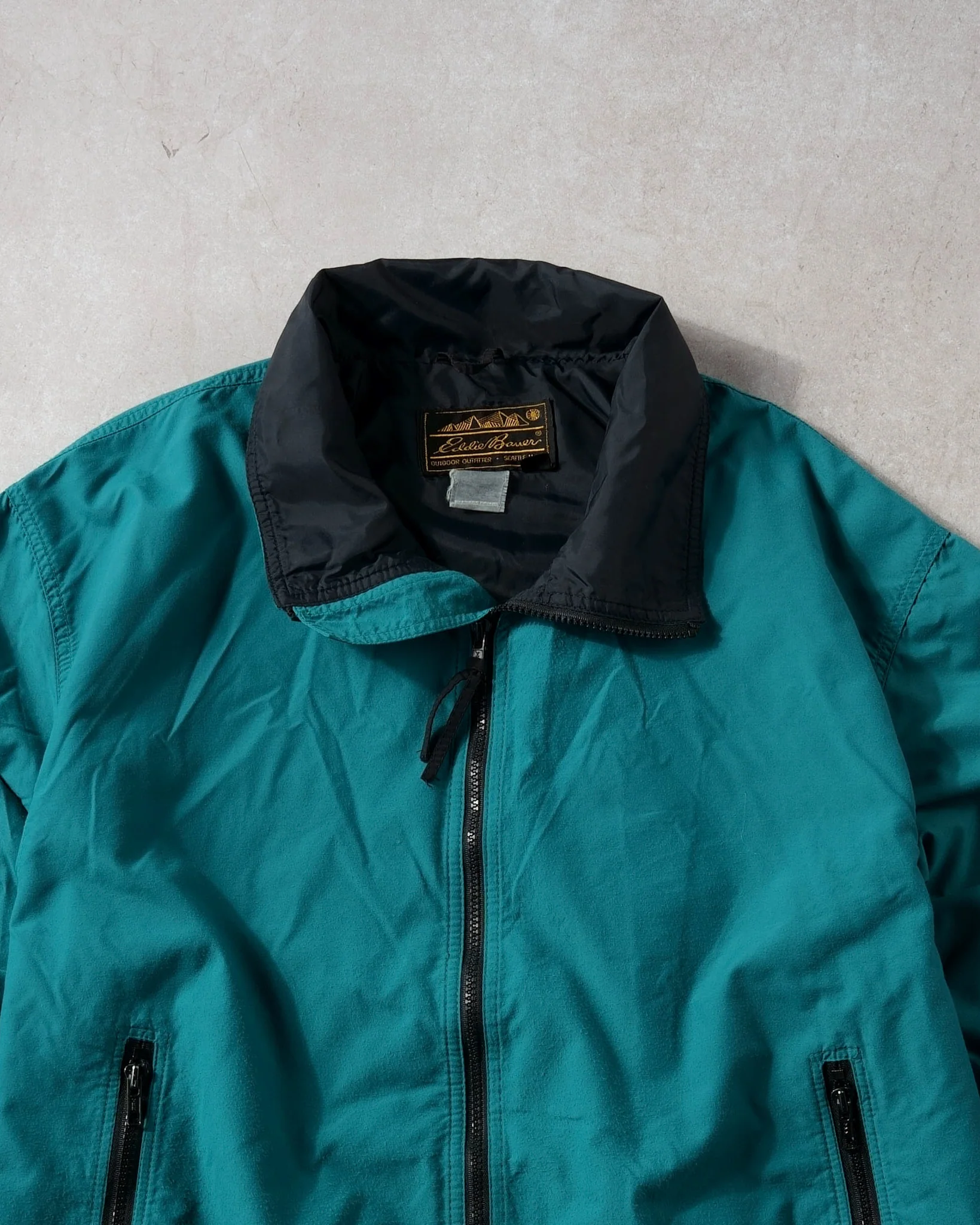 Vintage 90s Turquoise Eddie Bauer Collared Windbreaker (XL) - Image 2