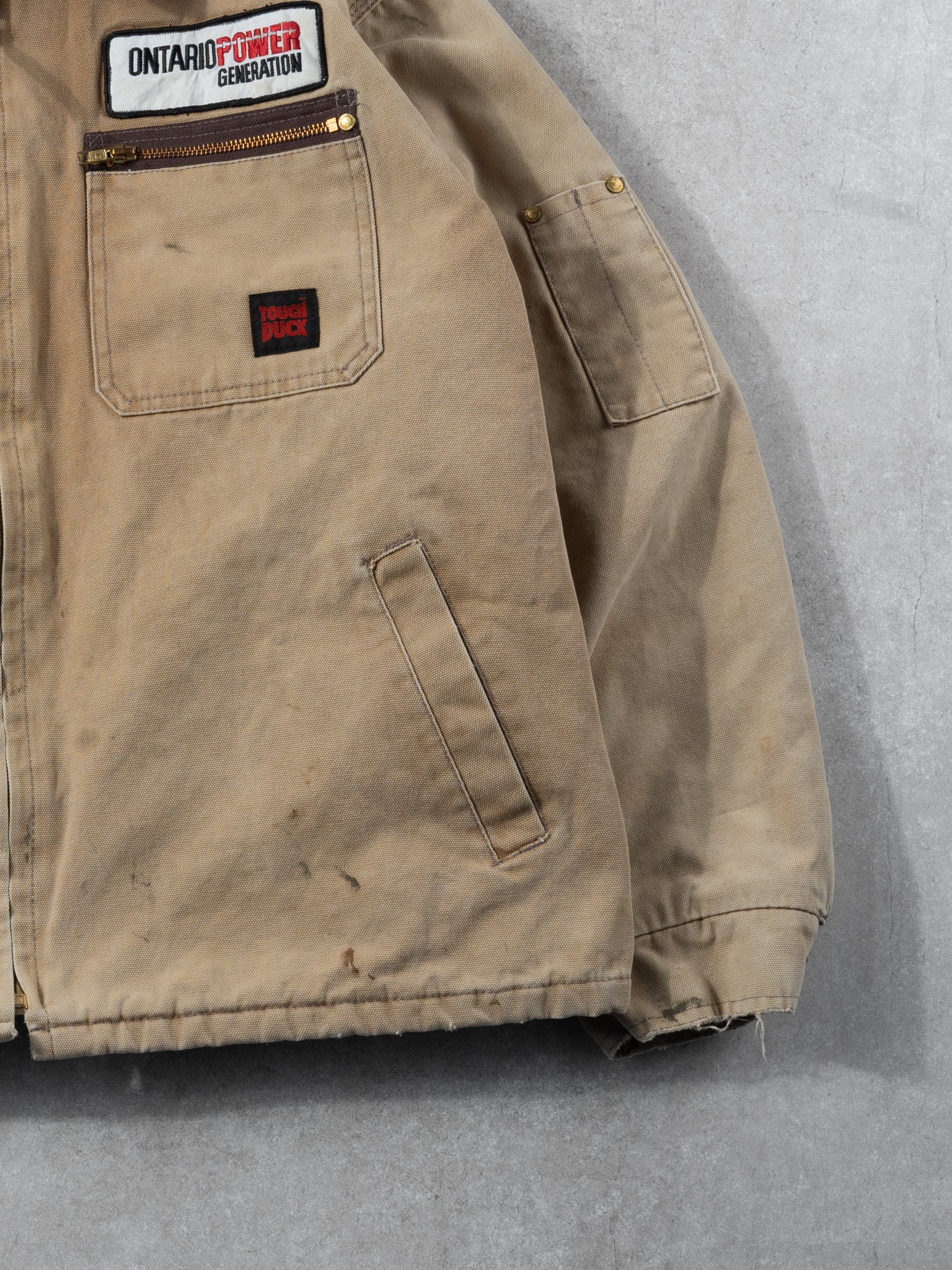 Vintage 90s Washed Beige Tough Duck Detroit Jacket (XL) - Image 5