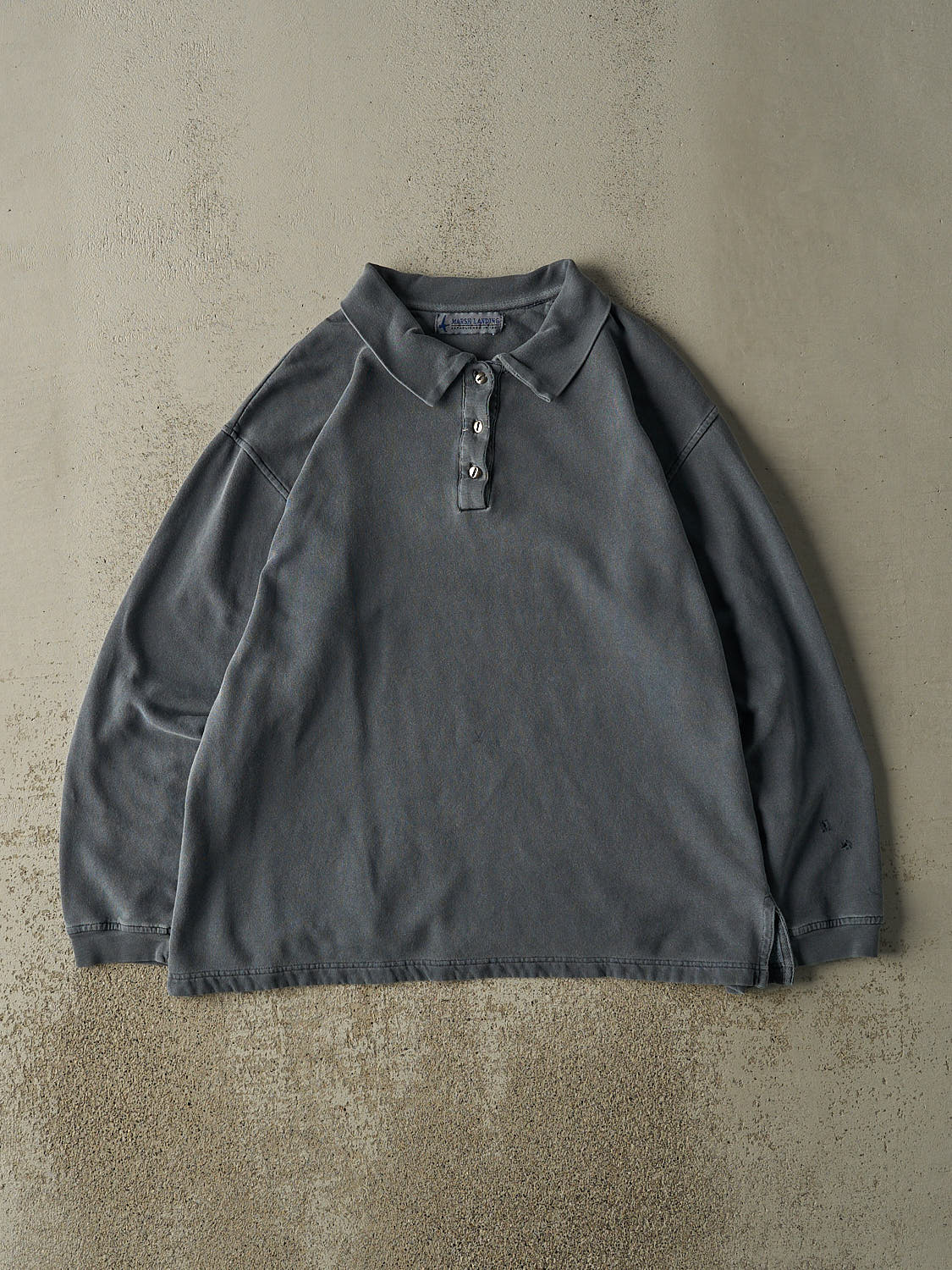 Vintage 90s Washed Blue Blank Quarter Button Pull Over (L)