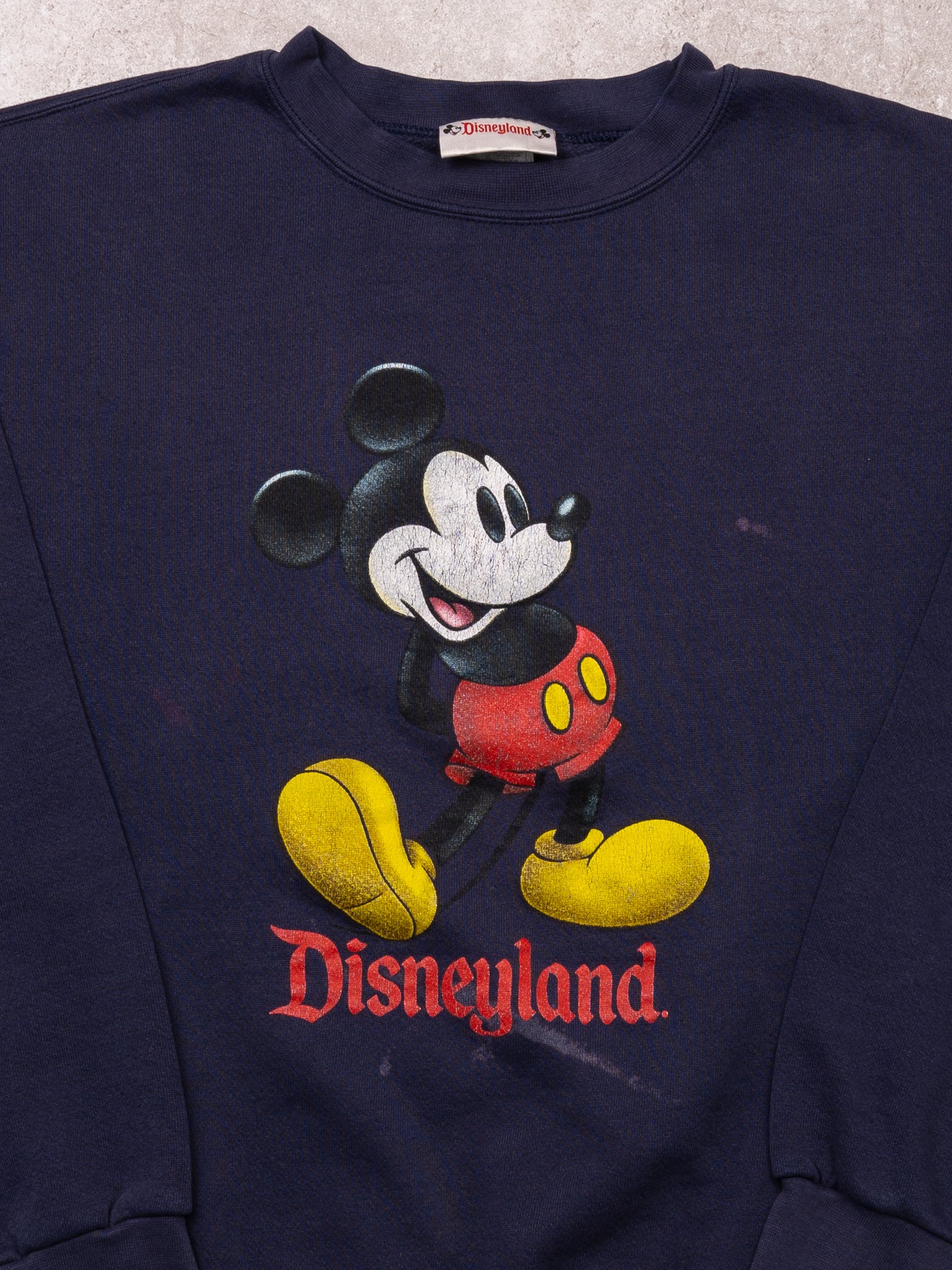 Vintage 90s Washed Blue Disneyland Mickey Crewneck (L) - Image 2