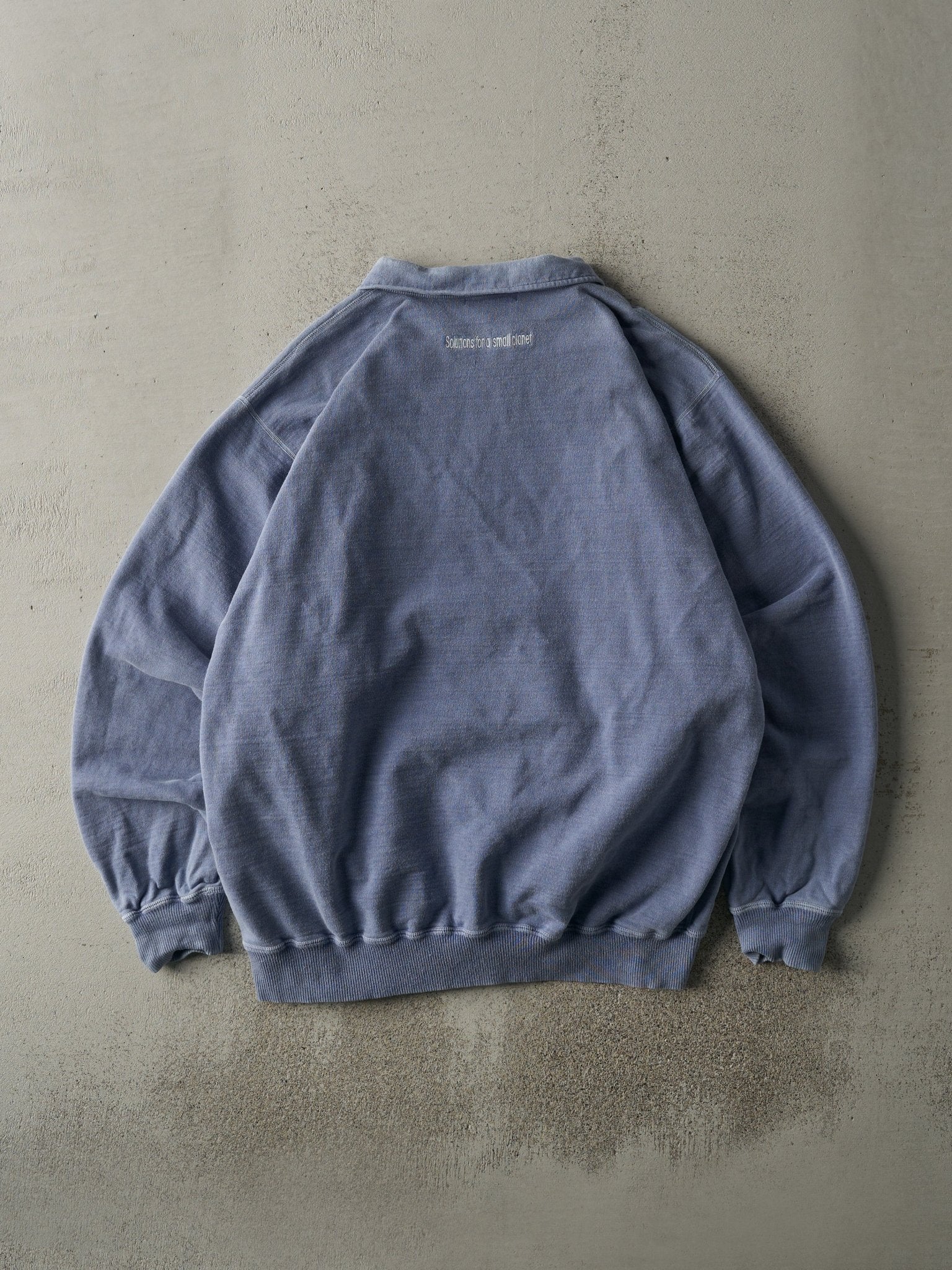 Vintage 90s Washed Blue Embroidered IBM Logo Quarter Zip Sweater (L) - Image 2