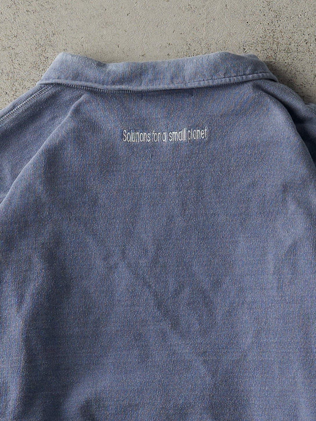 Vintage 90s Washed Blue Embroidered IBM Logo Quarter Zip Sweater (L) - Image 4
