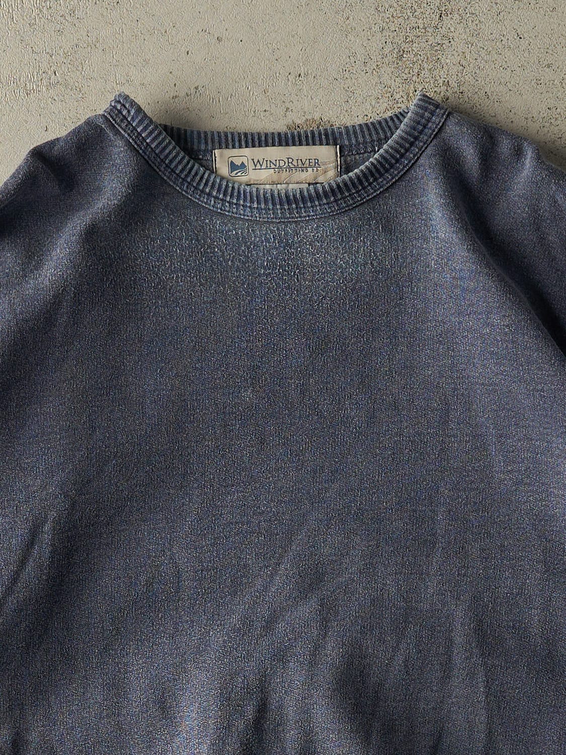 Vintage 90s Washed Blue Wind River Blank Crewneck (XL/XXL) - Image 2