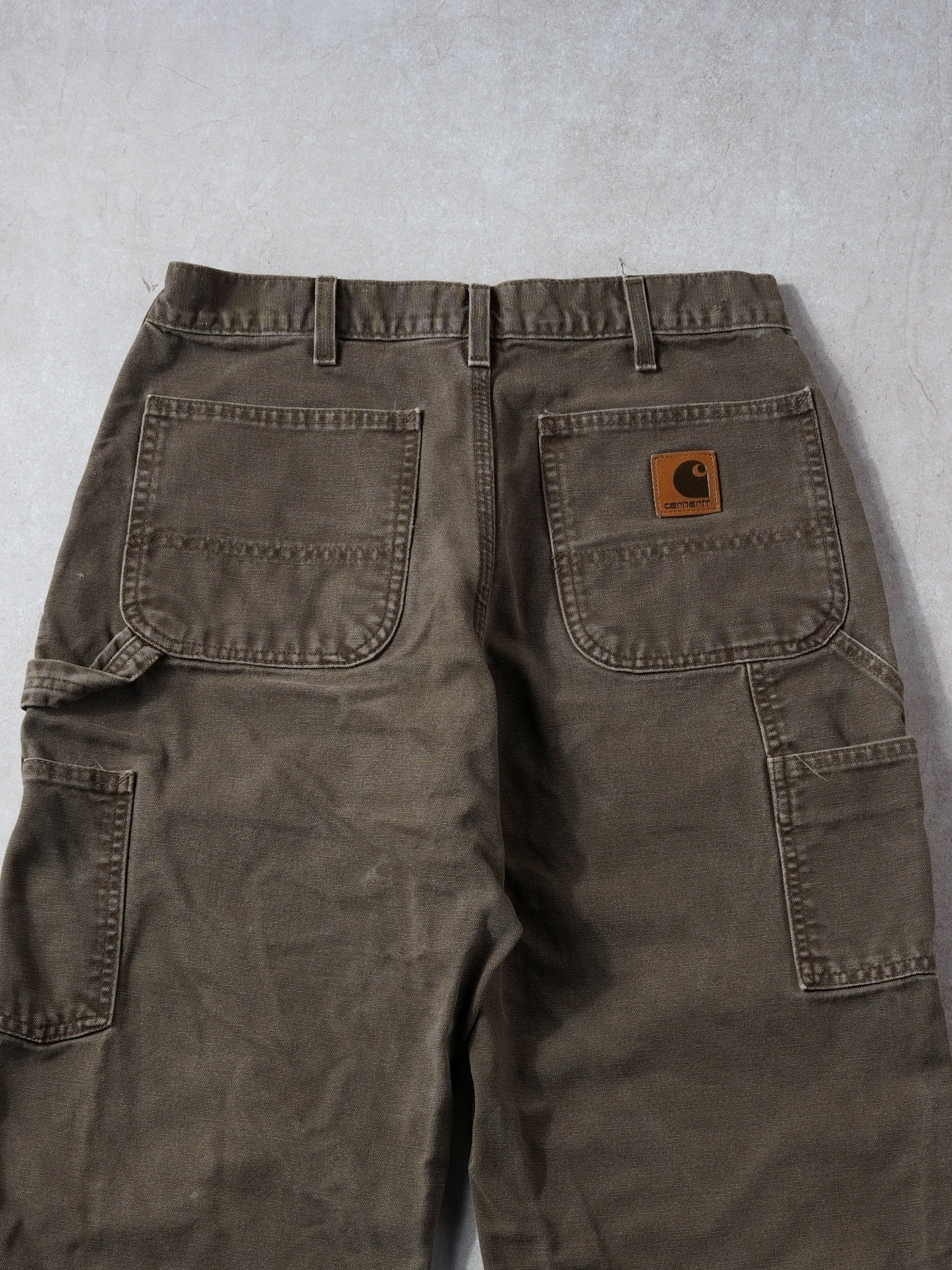 Vintage 90s Washed Brown Carhartt Carpenter Pants (32x30) - Image 4