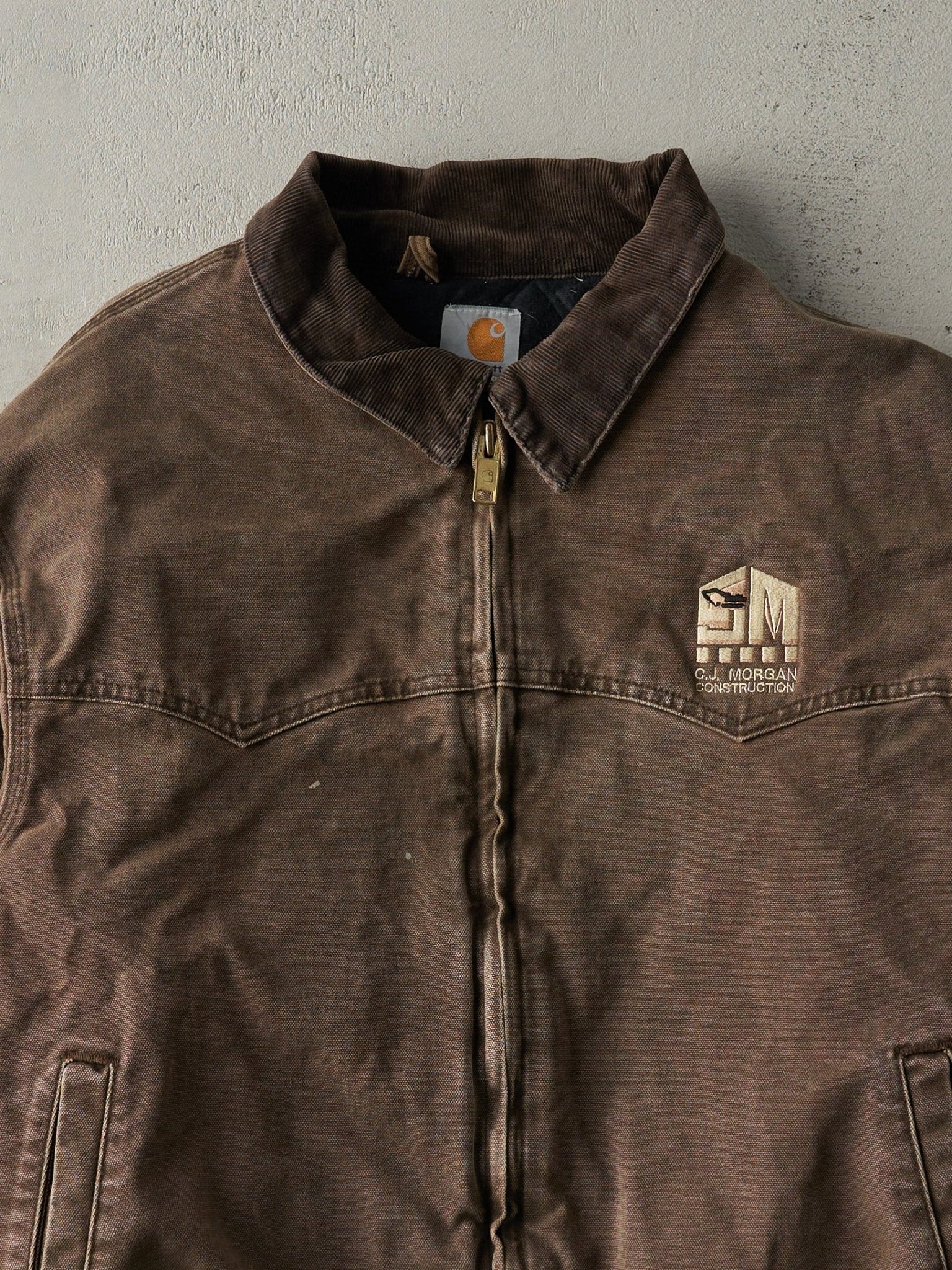 Vintage 90s Washed Brown Embroidered Carhartt Santa Fe Jacket (XL) - Image 4