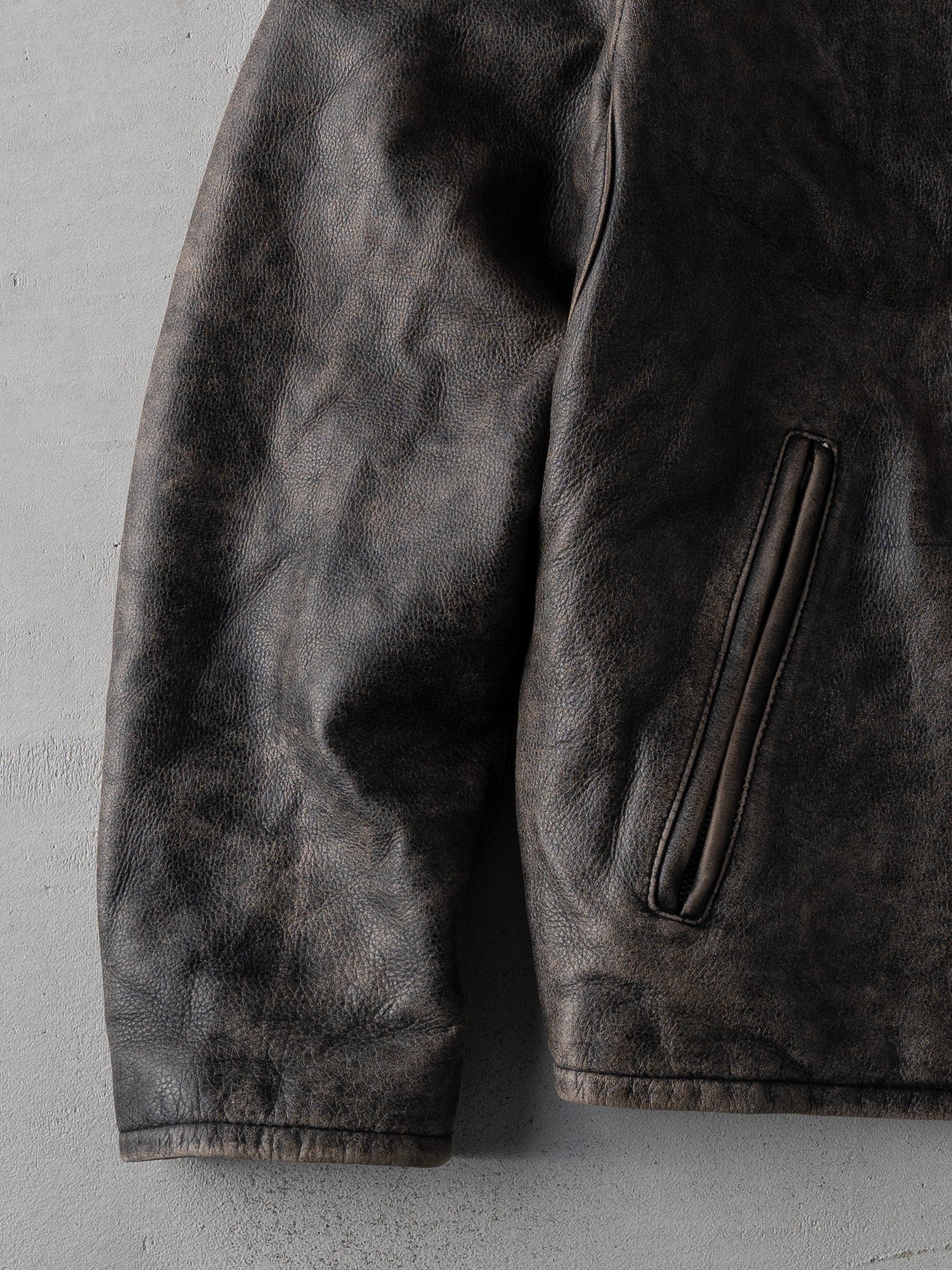 Vintage 90s Washed Brown Levis Leather Jacket (L) - Image 3