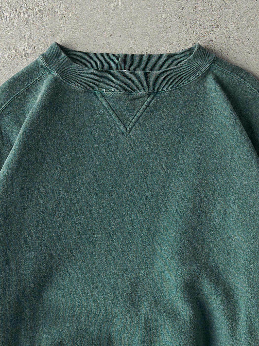 Vintage 90s Washed Green Blank Crewneck (L/XL) - Image 2