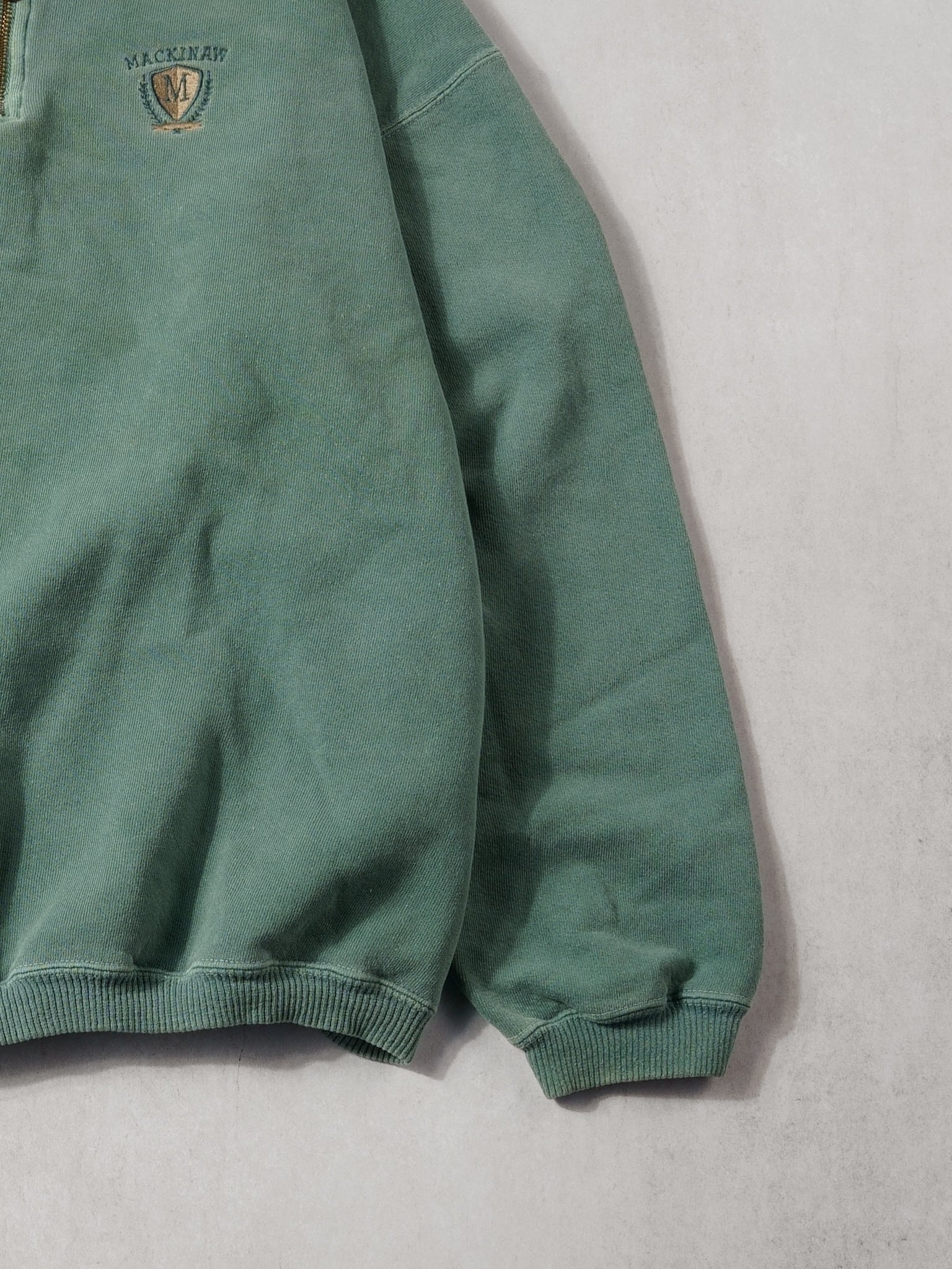 VIntage 90s Washed Green Mackinaw 1/4 Crewneck (L) - Image 3
