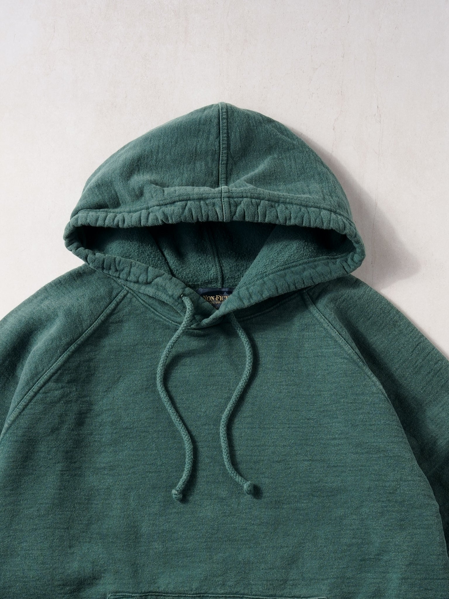 Vintage 90s Washed Green Non Fiction Tiger Brand Blank Hoodie (S/M) - Image 2