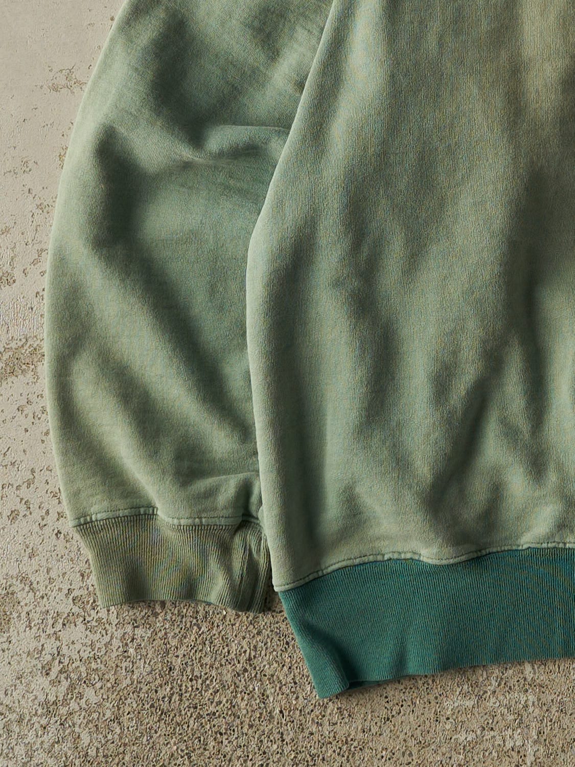 Vintage 90s Washed Green Quarter Zip Embroidered Sweater (M/L) - Image 3