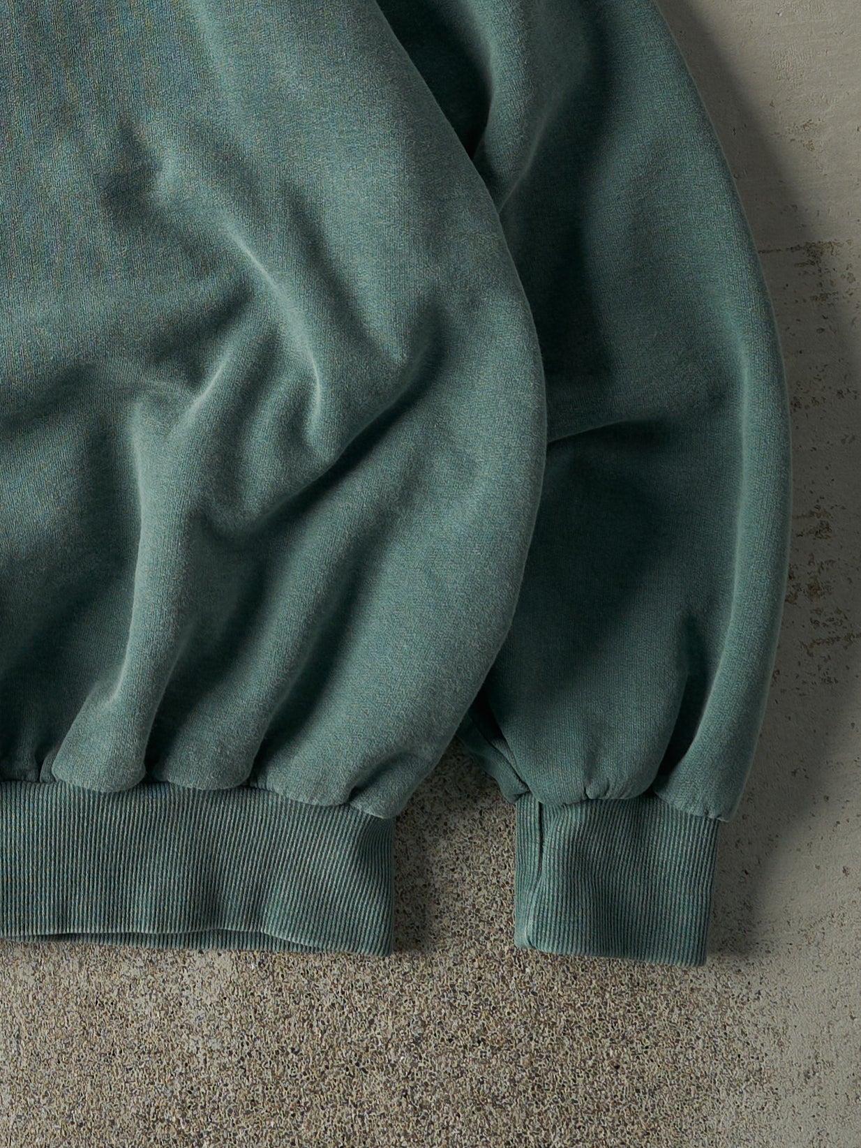 Vintage 90s Washed Green Quarter Zip Sweatshirt (XL) - Image 3