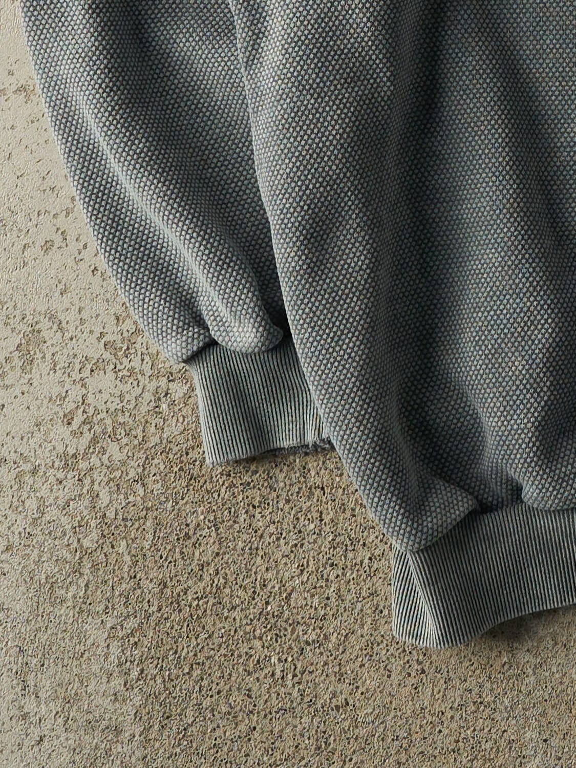 Vintage 90s Washed Blue English Bay Textured Quarter Zip Sweater (XL/XXL) - Image 3