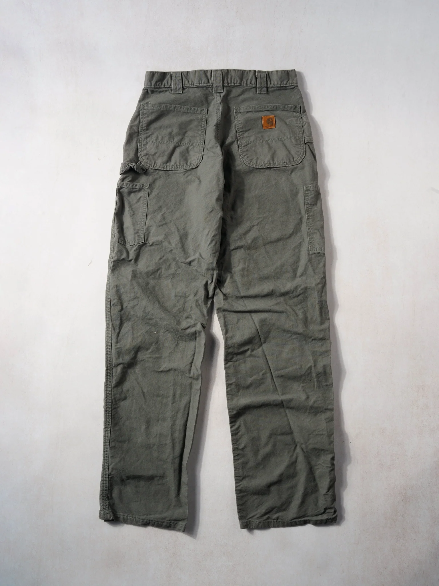 Vintage 90s Washed Grey Carhartt Dungeree Fit Carpenter Pants (32x34) - Image 2