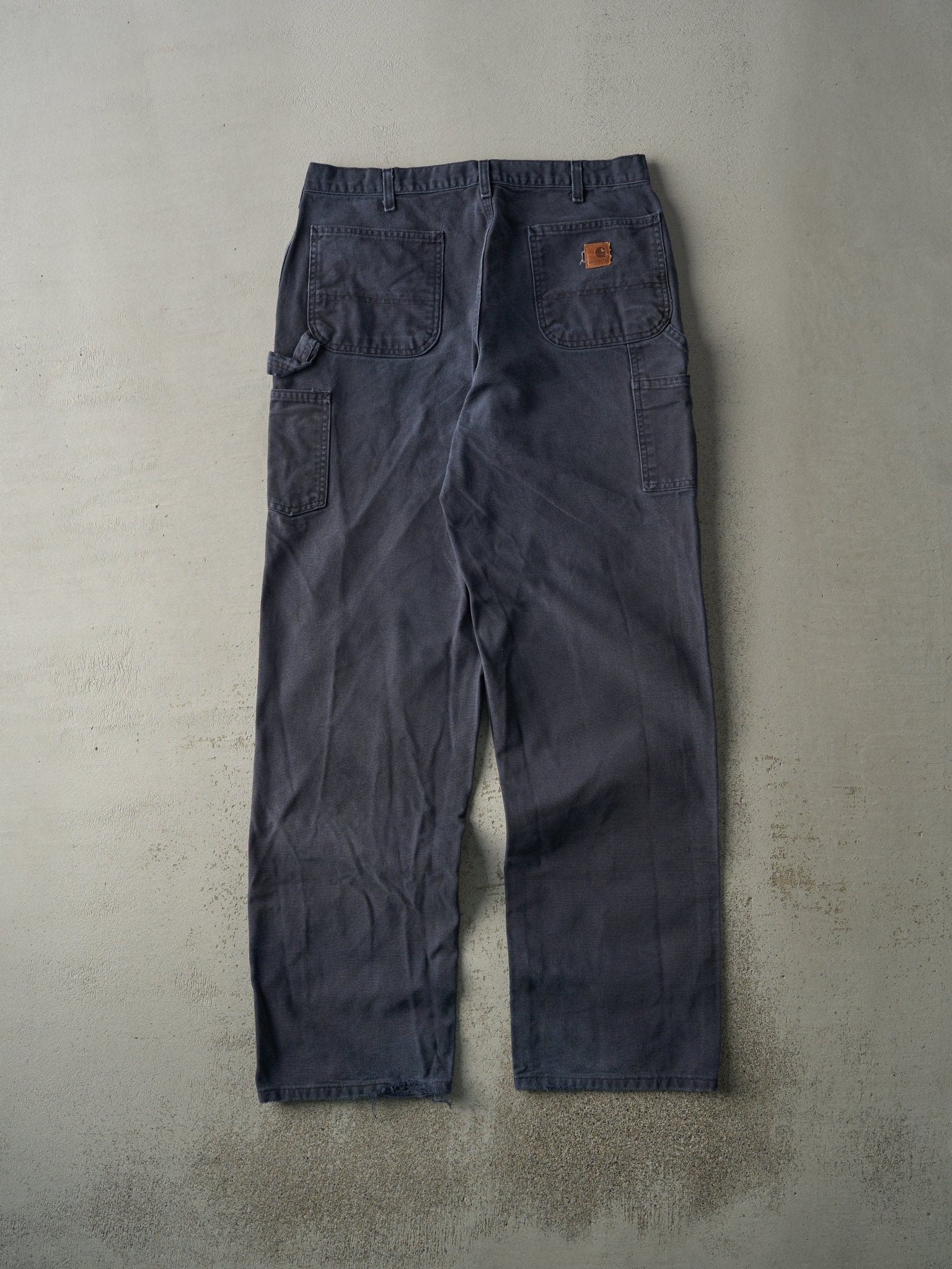 Vintage 90s Washed Navy Blue Dungaree Fit Carhartt Carpenter Pants (34x34) - Image 3