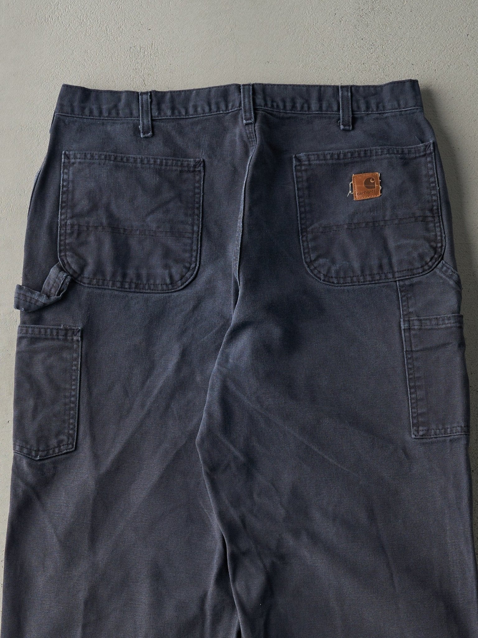 Vintage 90s Washed Navy Blue Dungaree Fit Carhartt Carpenter Pants (34x34) - Image 5